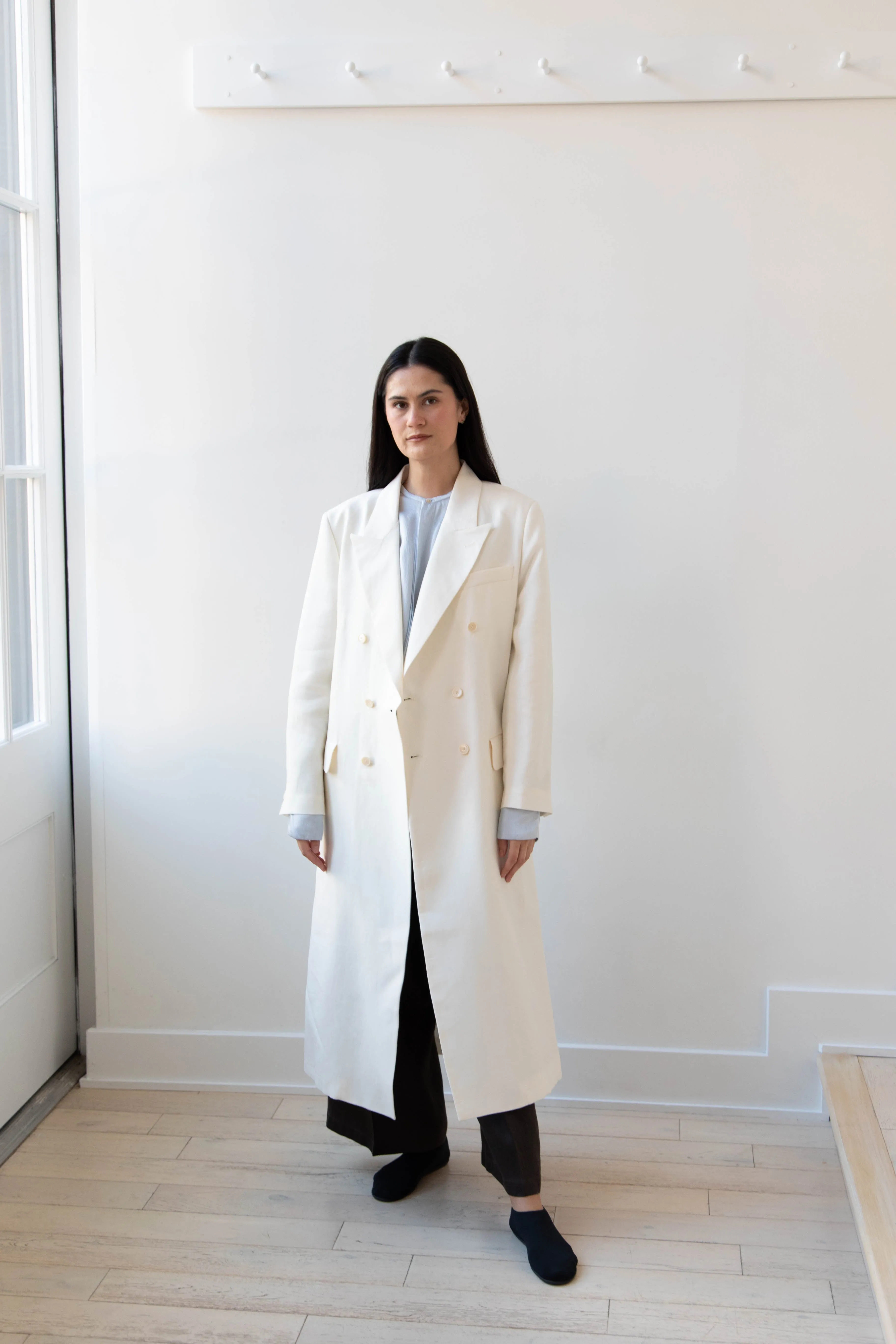 Barena Venezia | Cianni Canne Double Breasted Coat in Ivory