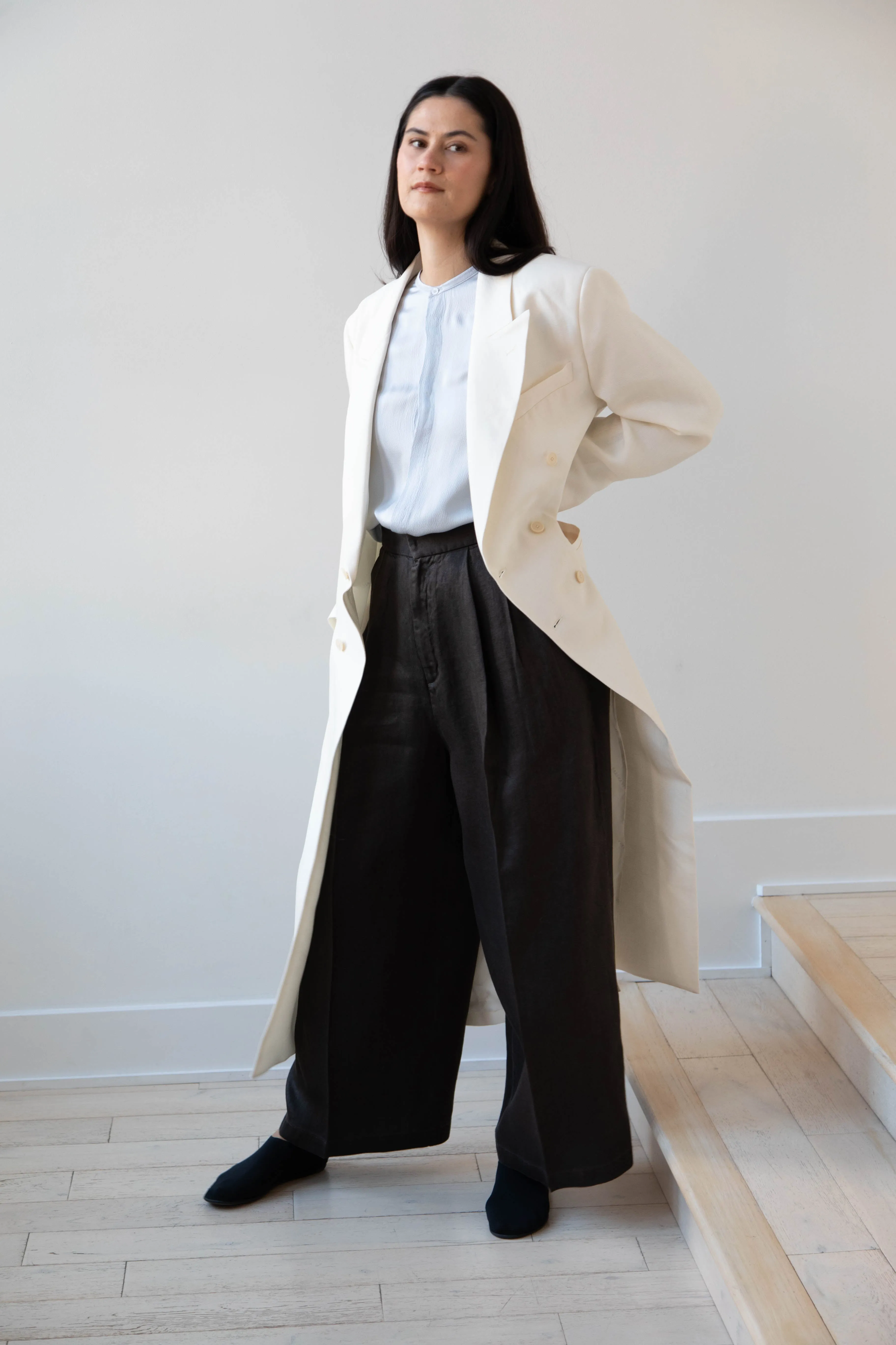 Barena Venezia | Cianni Canne Double Breasted Coat in Ivory