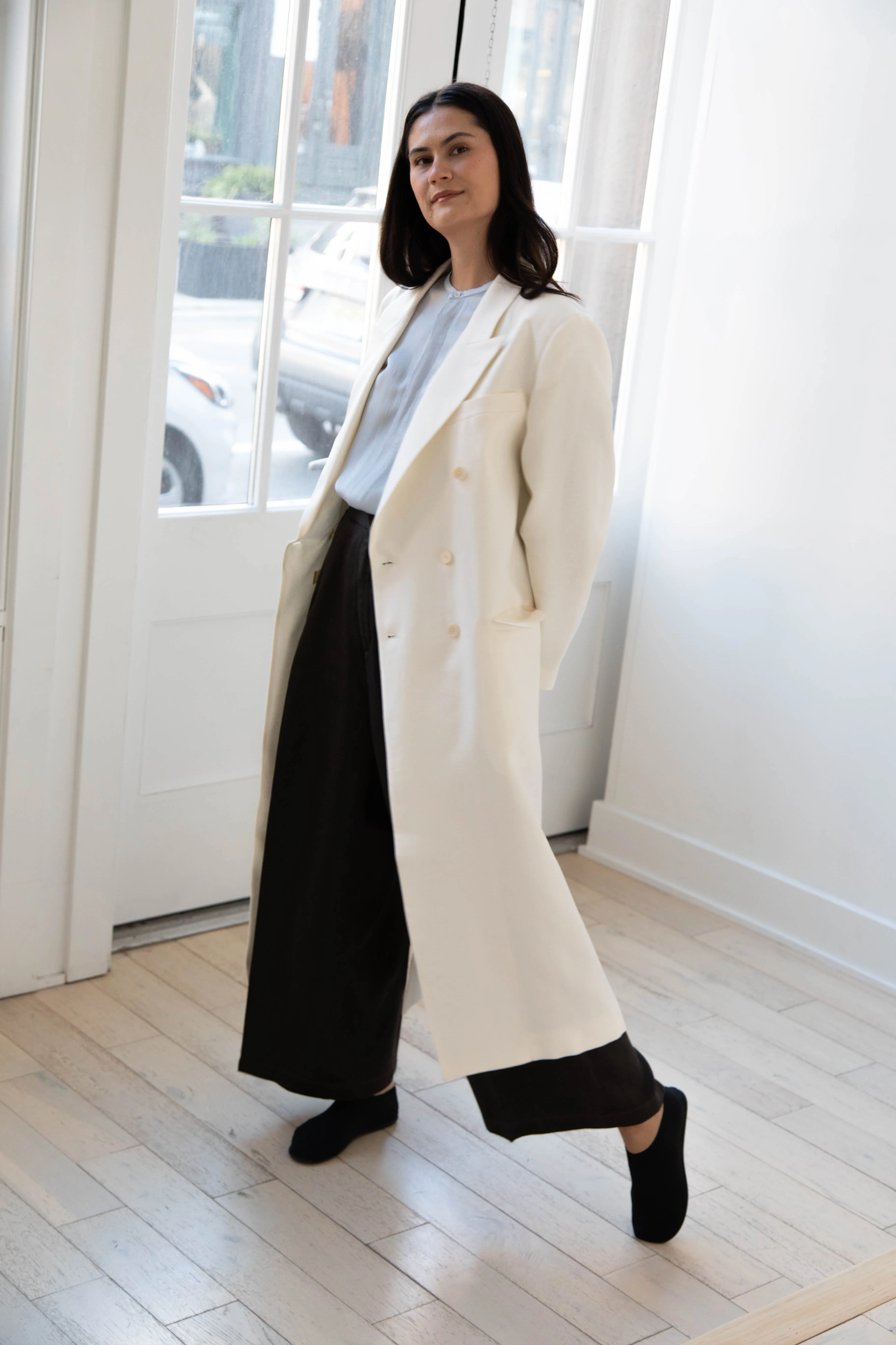 Barena Venezia | Cianni Canne Double Breasted Coat in Ivory