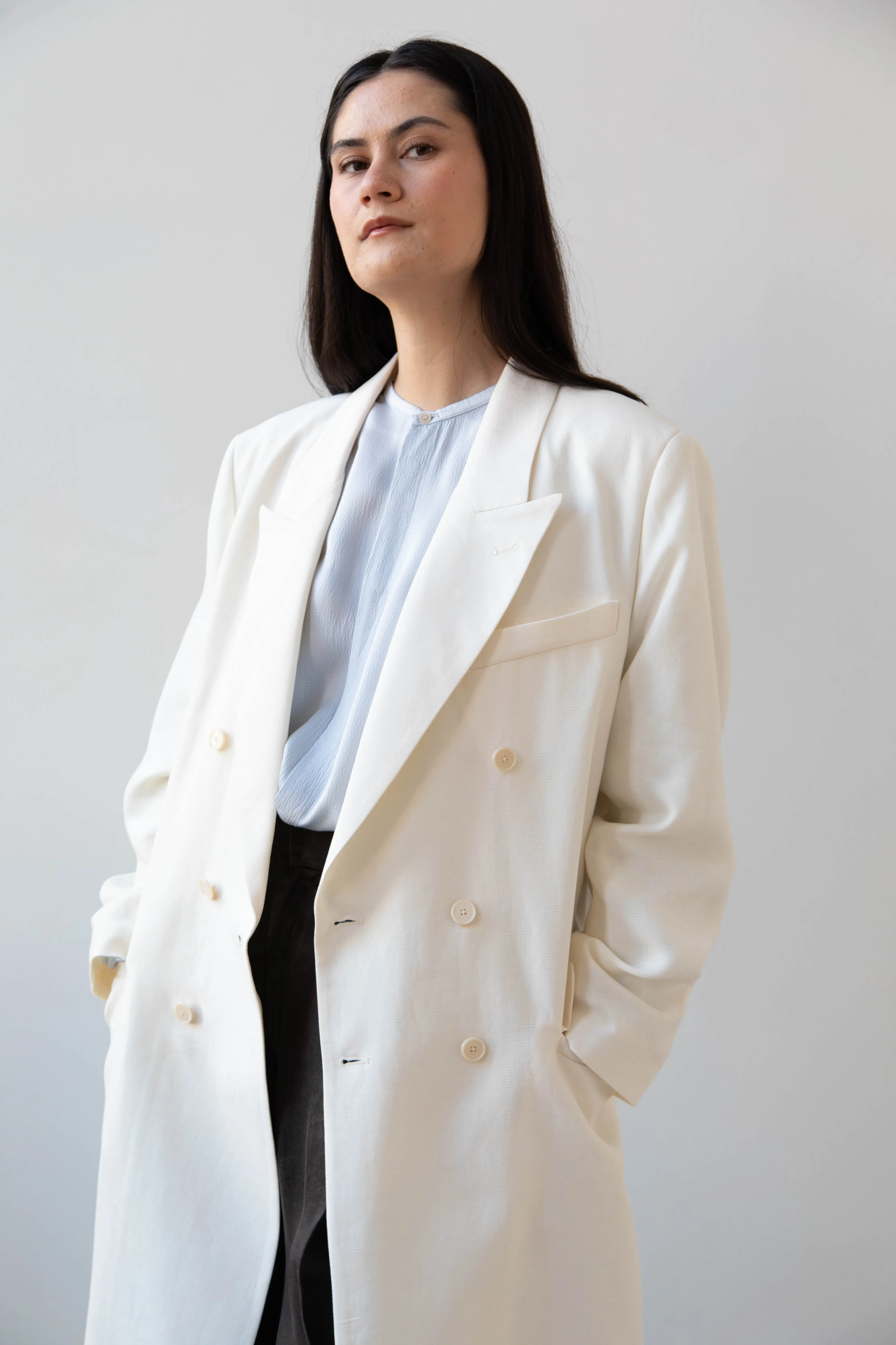 Barena Venezia | Cianni Canne Double Breasted Coat in Ivory