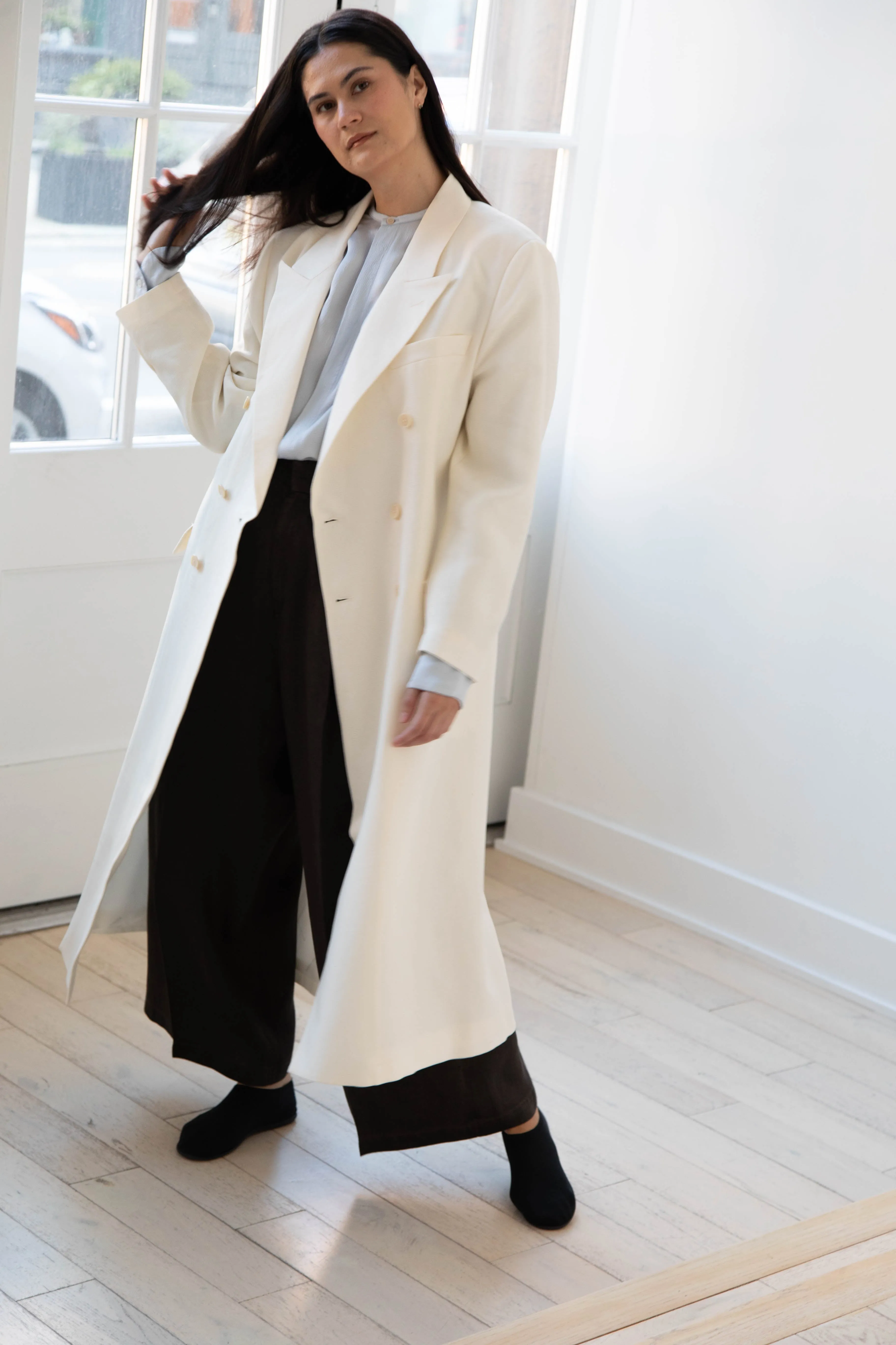 Barena Venezia | Cianni Canne Double Breasted Coat in Ivory