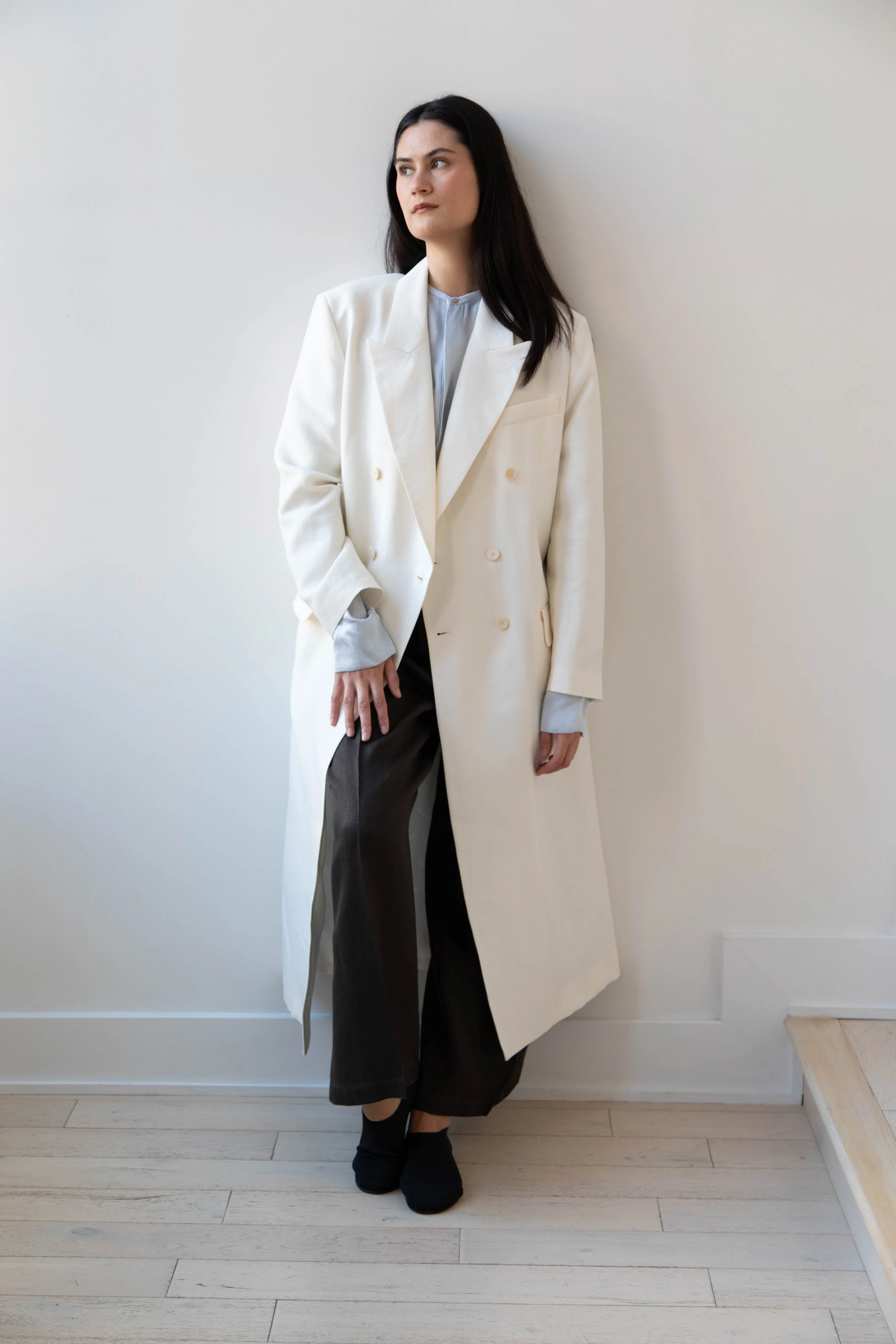 Barena Venezia | Cianni Canne Double Breasted Coat in Ivory