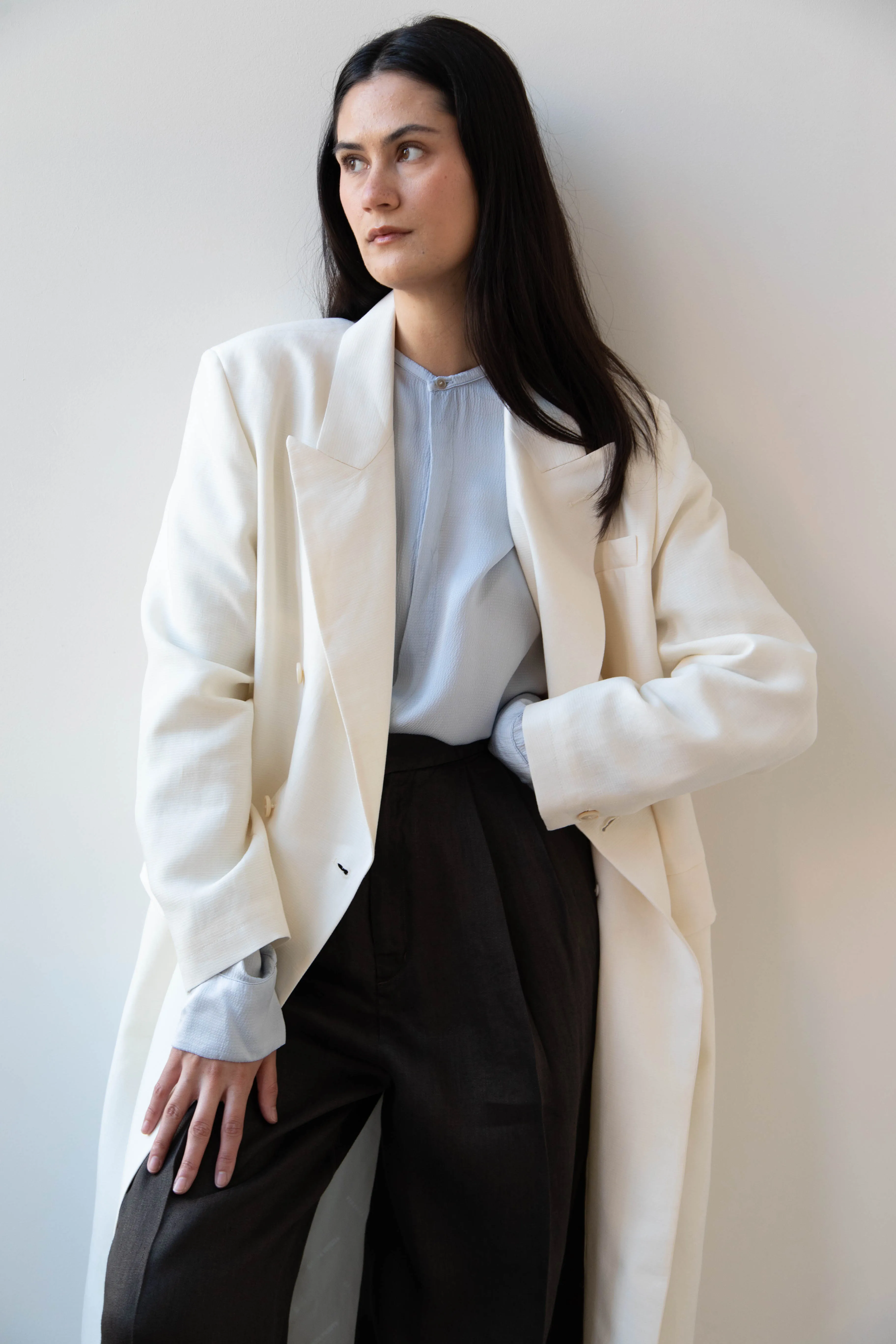 Barena Venezia | Cianni Canne Double Breasted Coat in Ivory