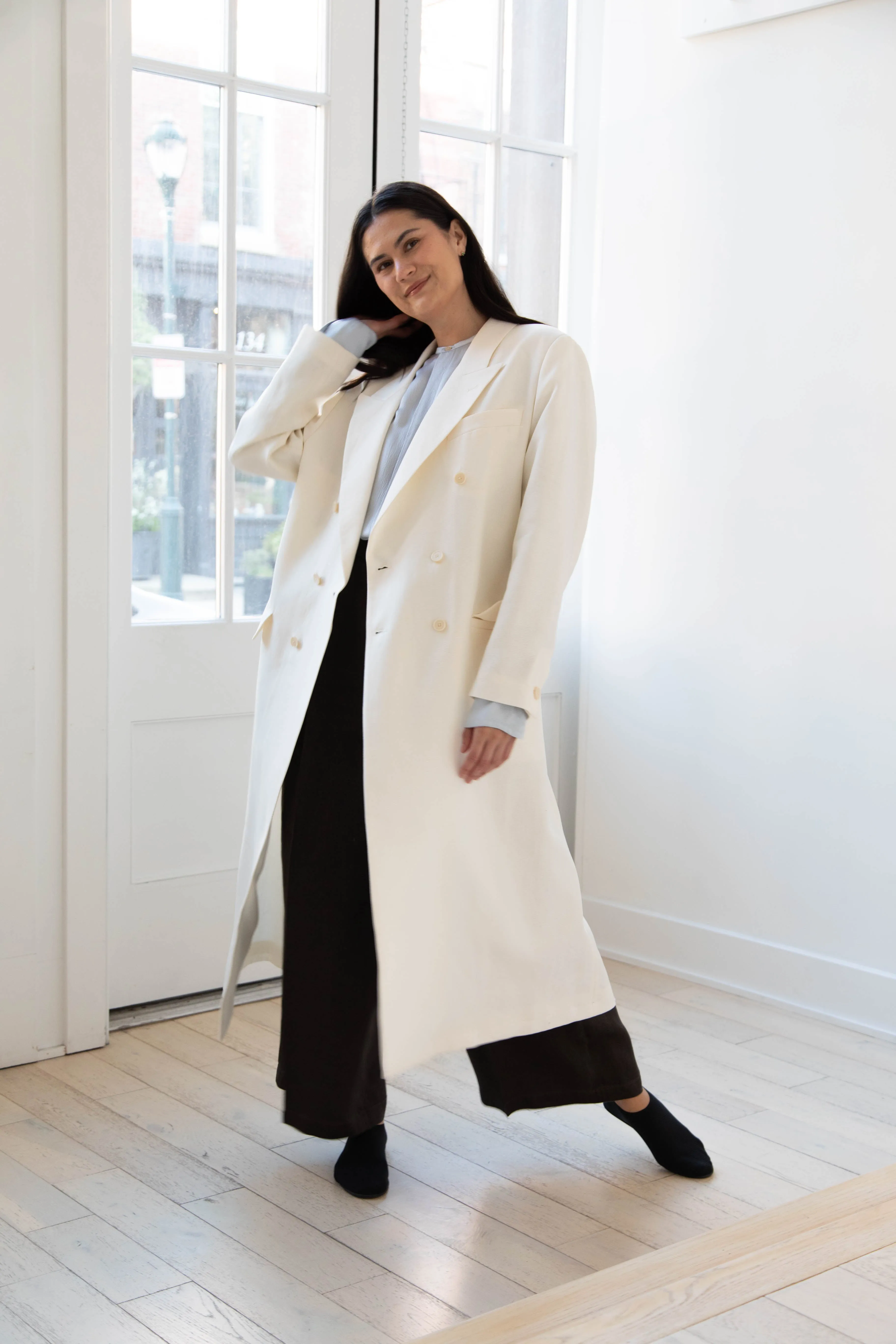 Barena Venezia | Cianni Canne Double Breasted Coat in Ivory