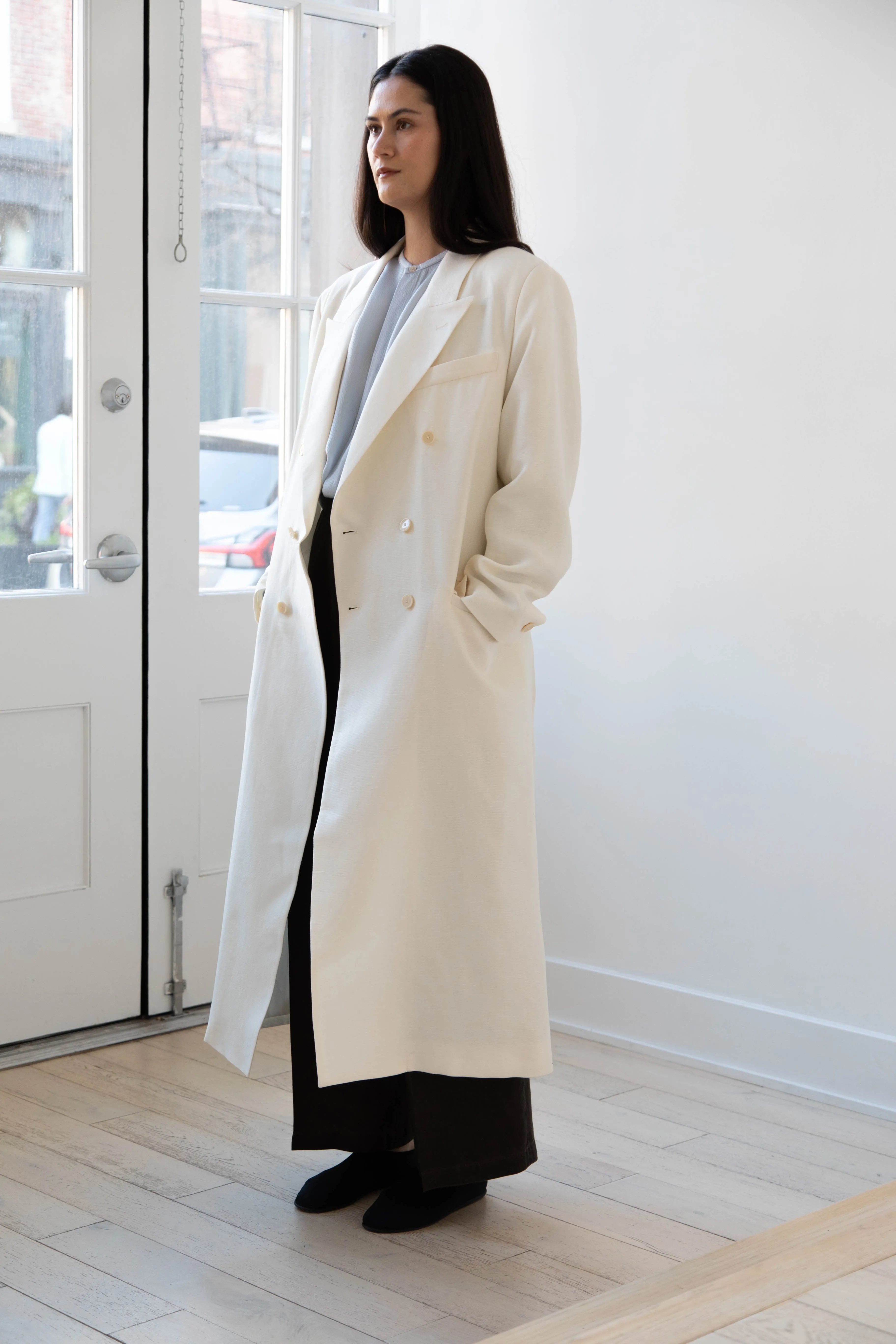 Barena Venezia | Cianni Canne Double Breasted Coat in Ivory