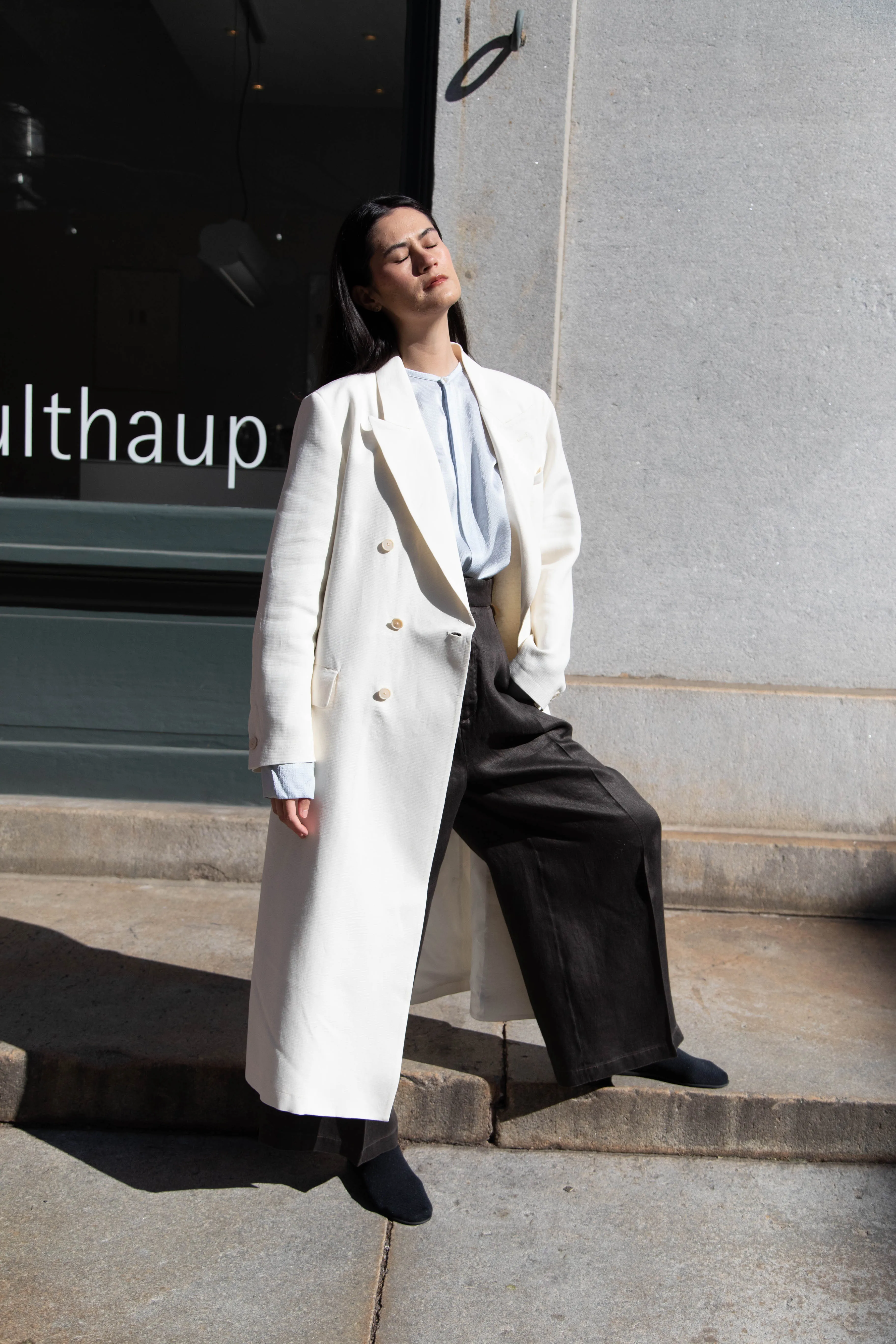 Barena Venezia | Cianni Canne Double Breasted Coat in Ivory