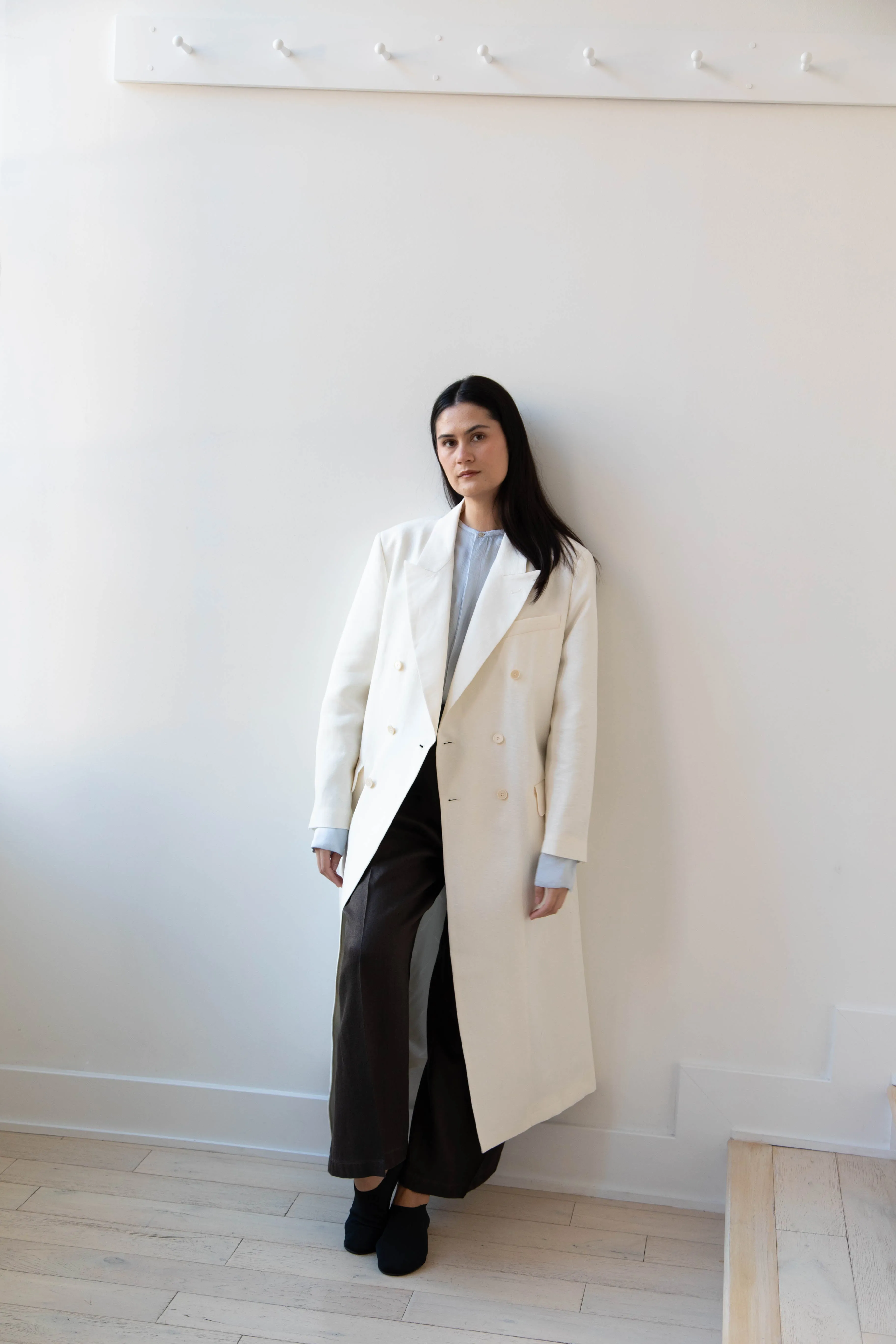 Barena Venezia | Cianni Canne Double Breasted Coat in Ivory
