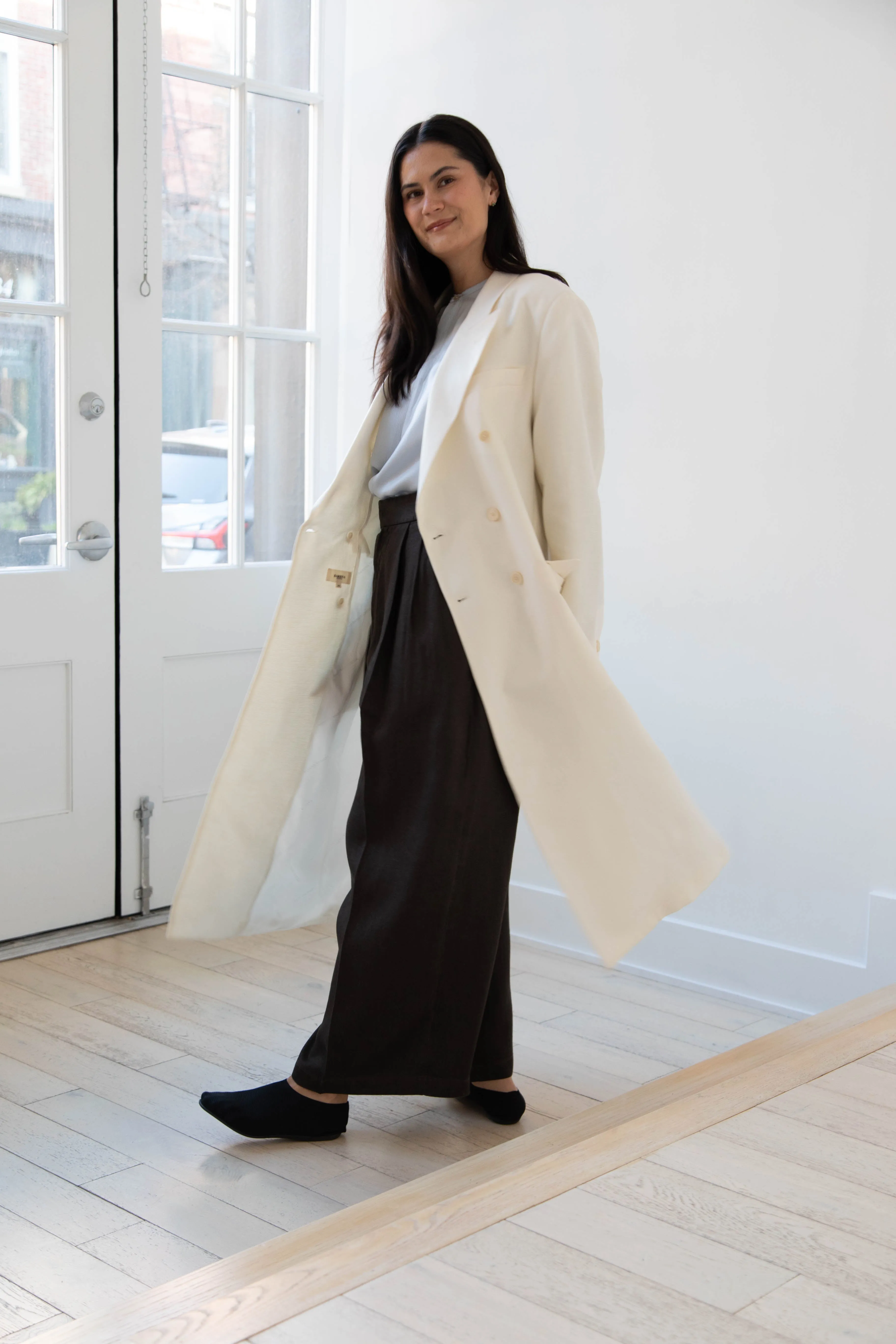 Barena Venezia | Cianni Canne Double Breasted Coat in Ivory
