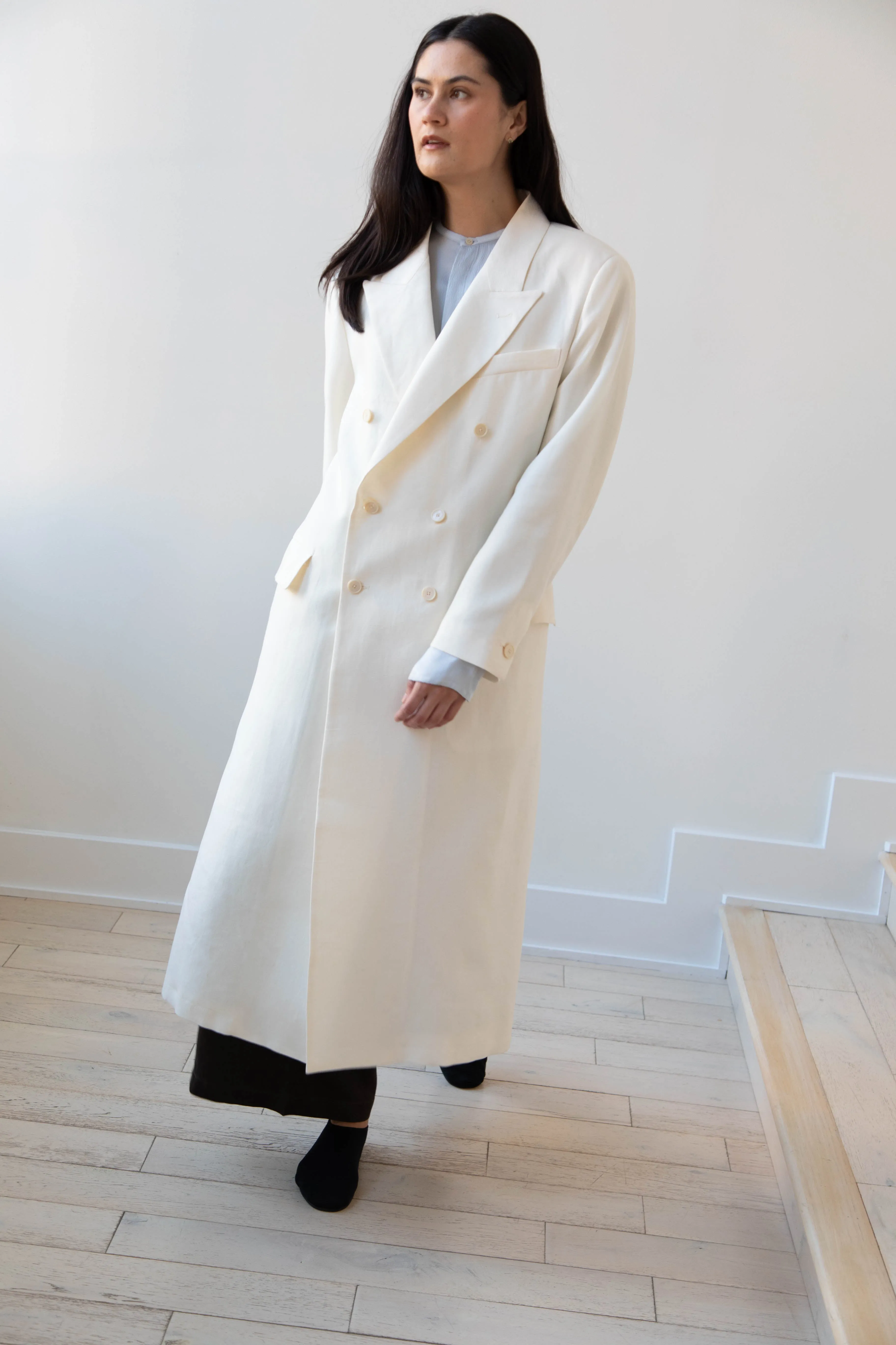 Barena Venezia | Cianni Canne Double Breasted Coat in Ivory
