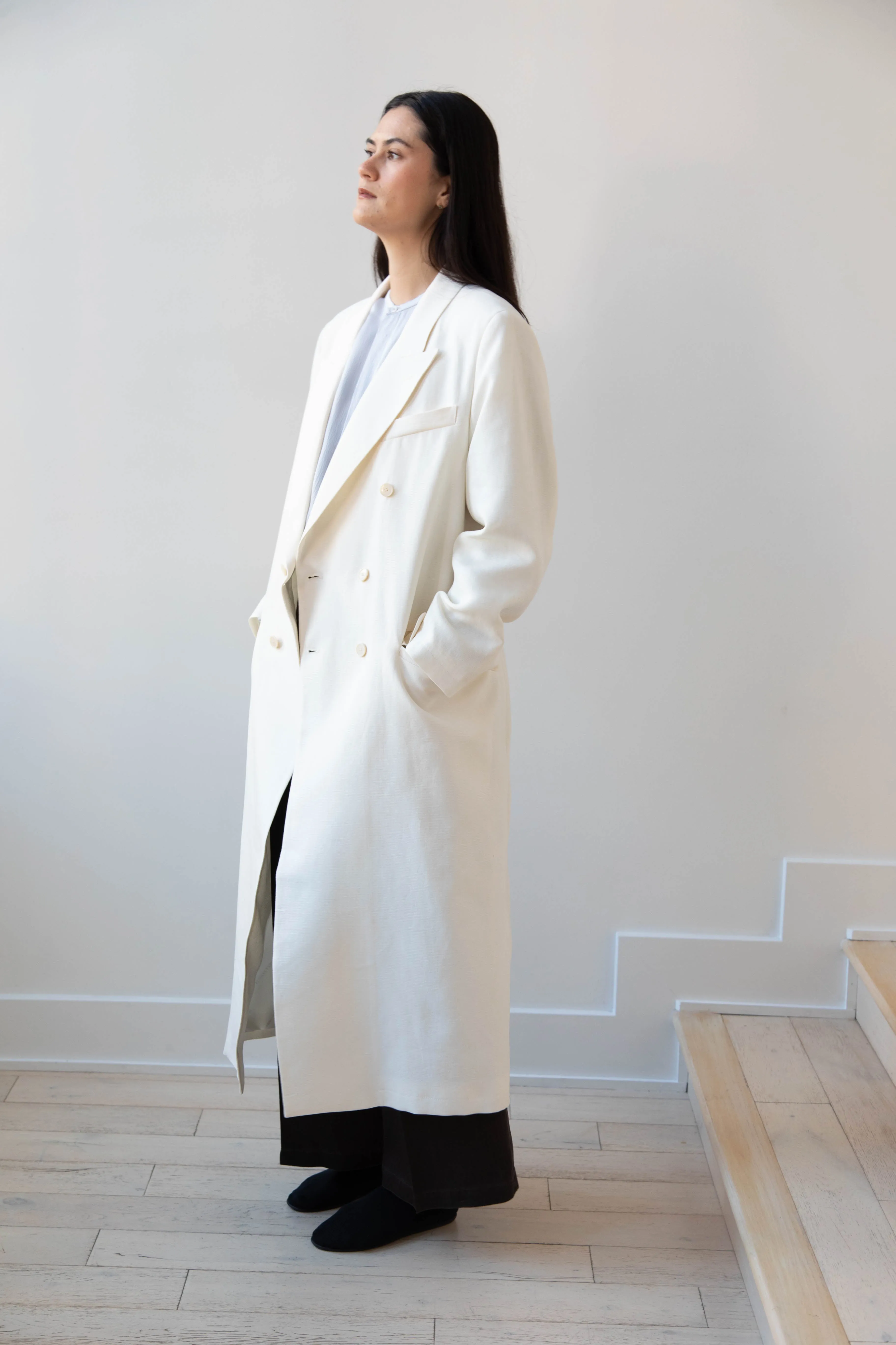 Barena Venezia | Cianni Canne Double Breasted Coat in Ivory