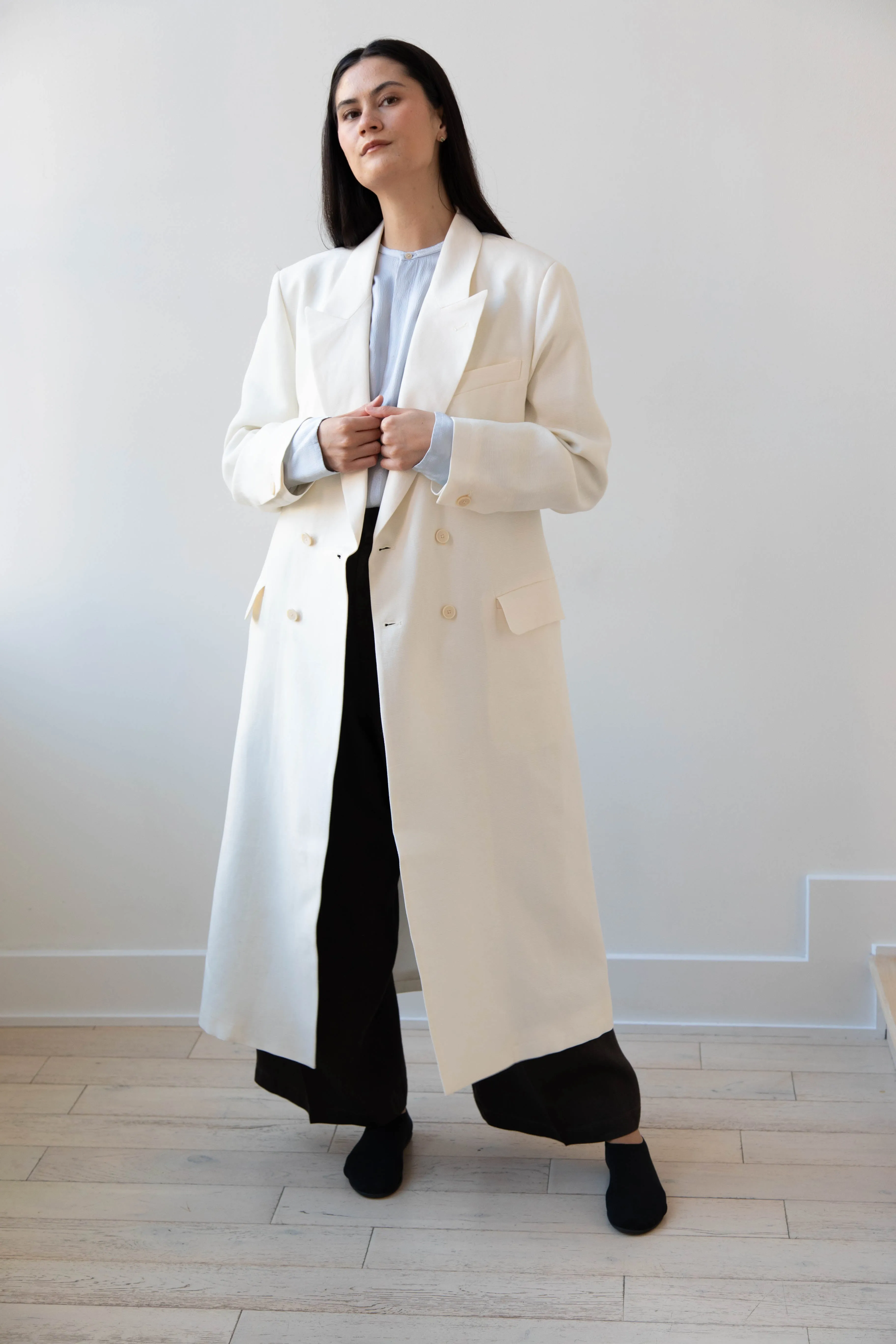 Barena Venezia | Cianni Canne Double Breasted Coat in Ivory