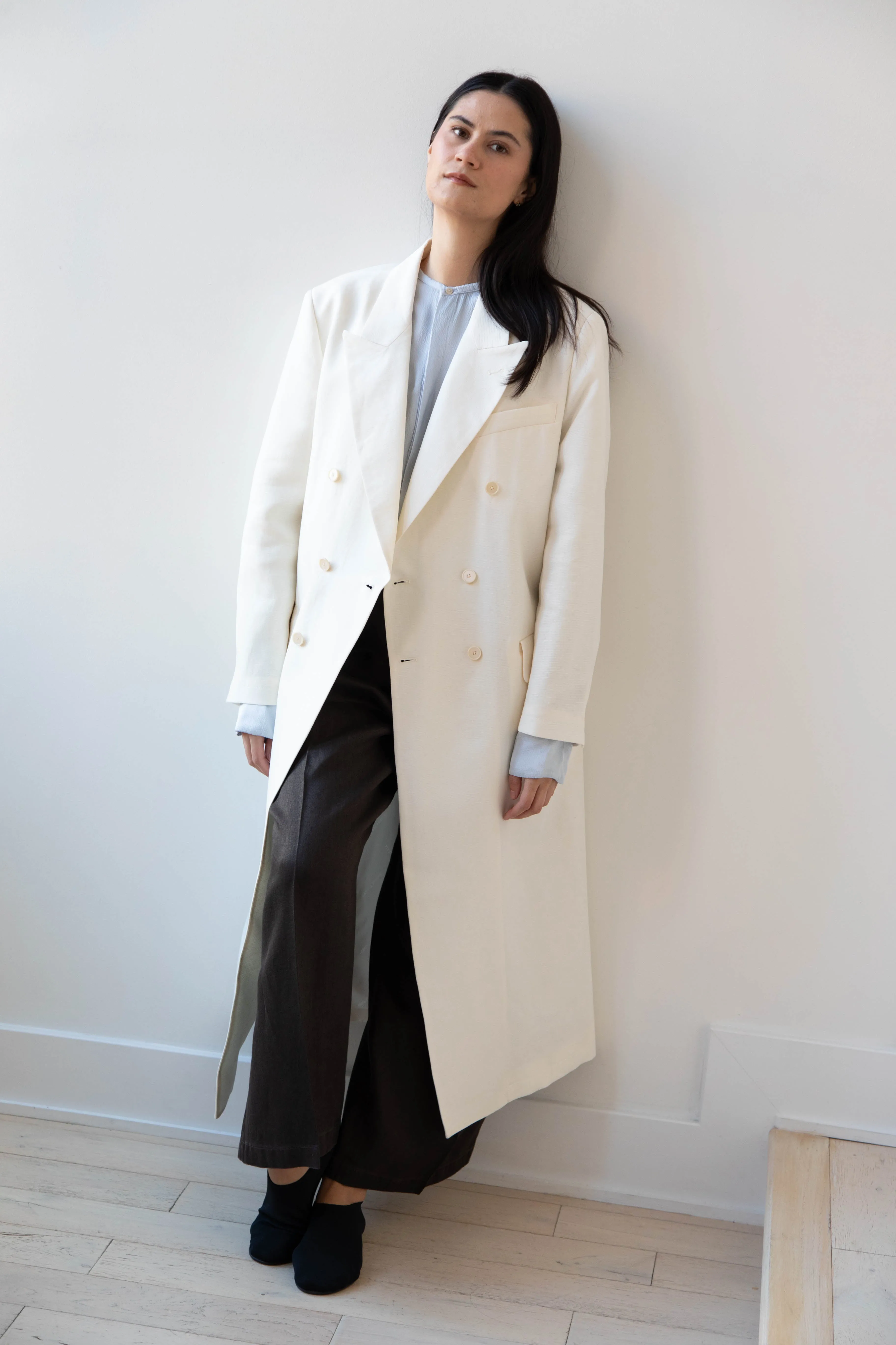 Barena Venezia | Cianni Canne Double Breasted Coat in Ivory