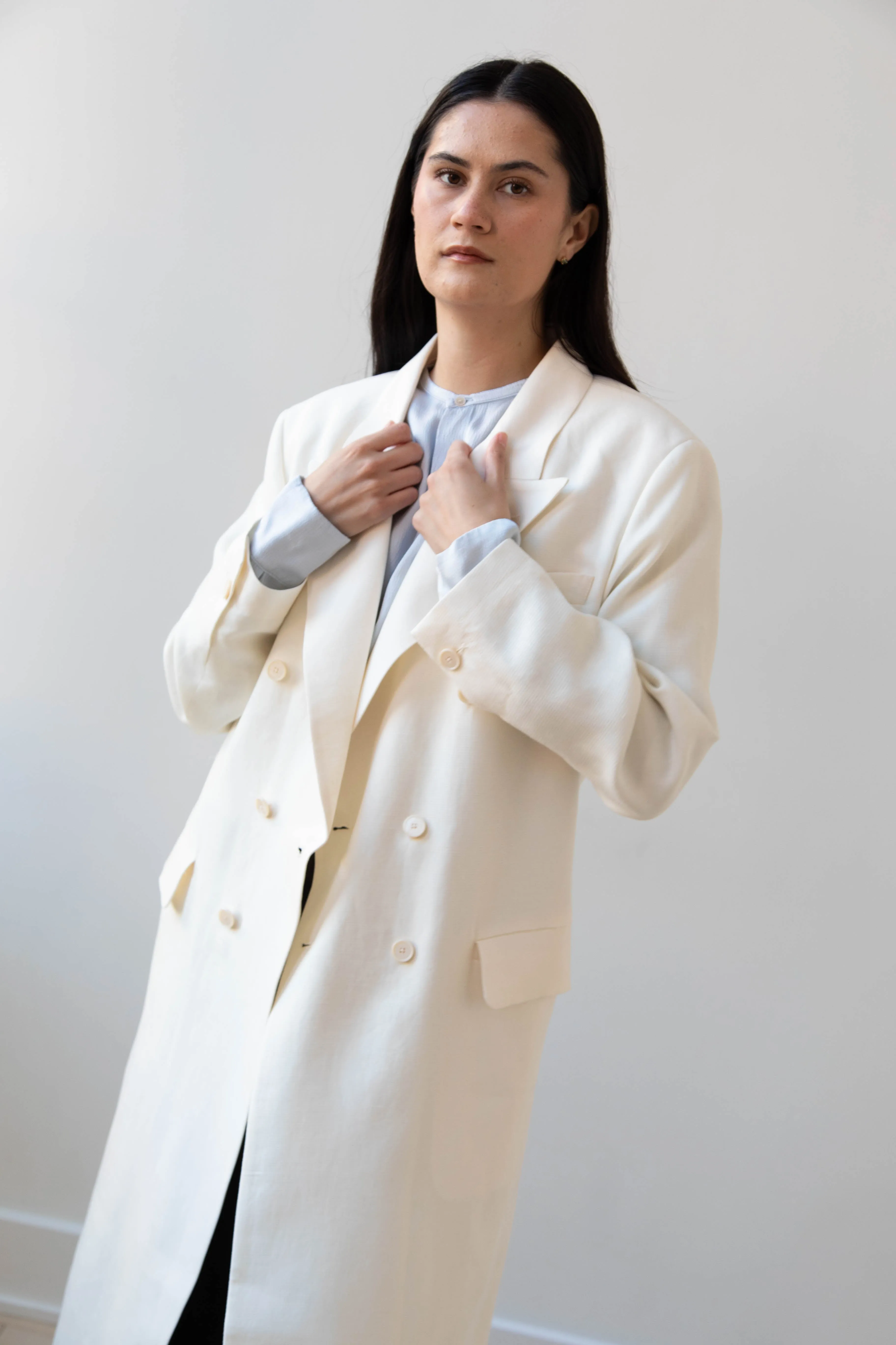 Barena Venezia | Cianni Canne Double Breasted Coat in Ivory