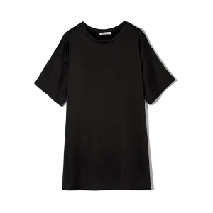 Basic wide top in black satin