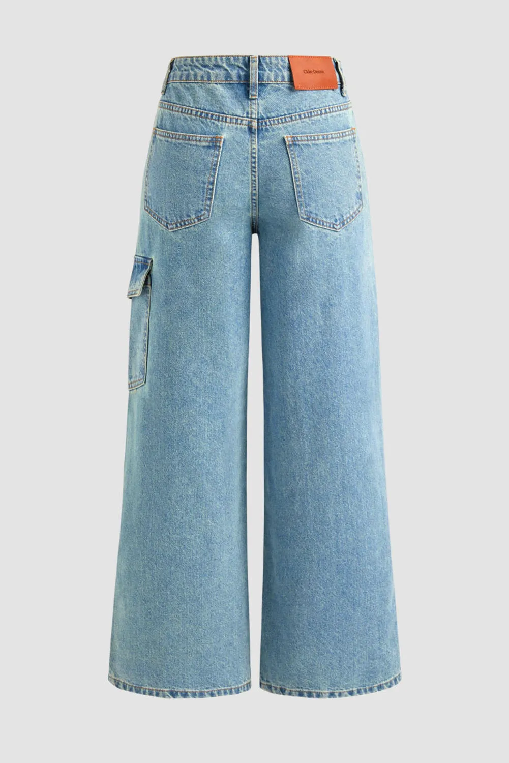 Beau Blue Bowknot Decor Boyfriend Cargo Jeans