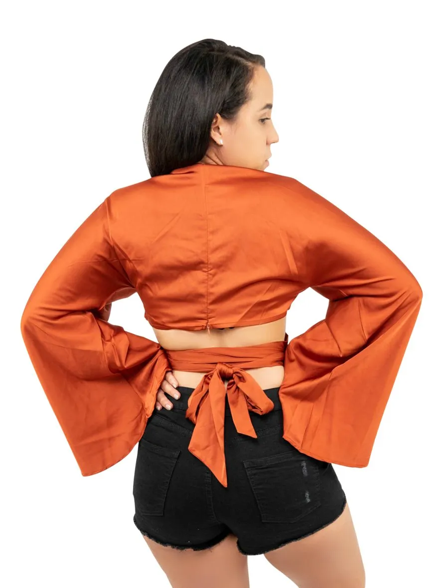 Bell Sleeve O-ring Crop Top 