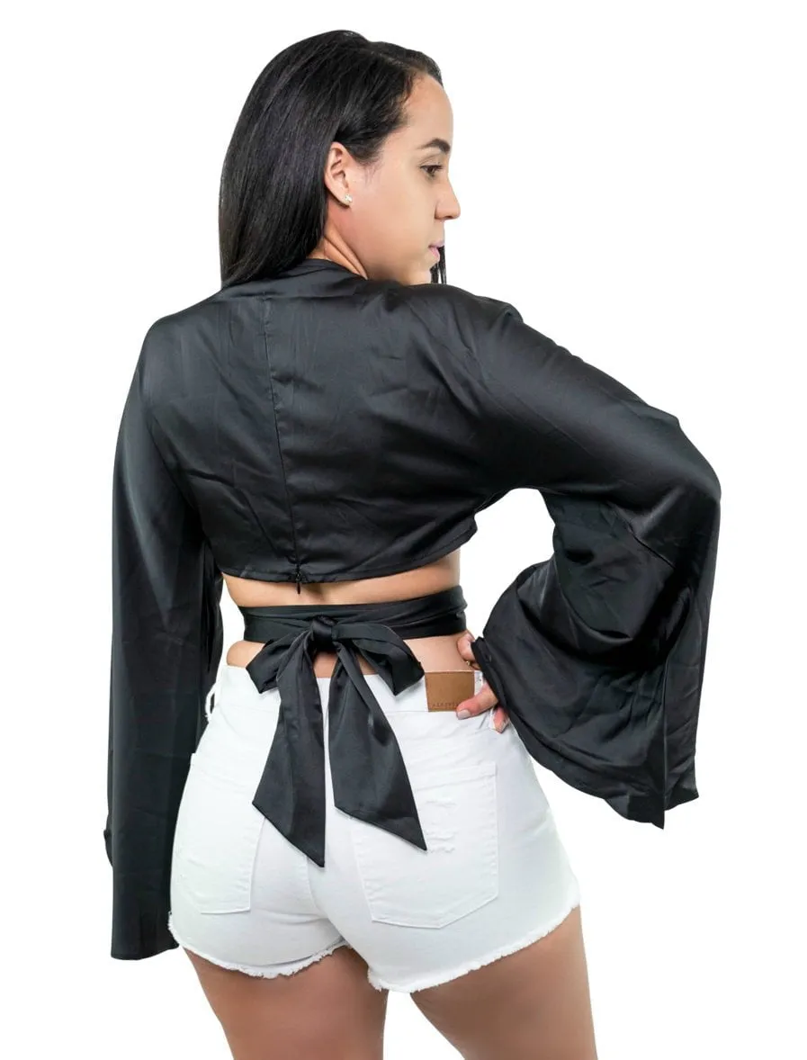 Bell Sleeve O-ring Crop Top 
