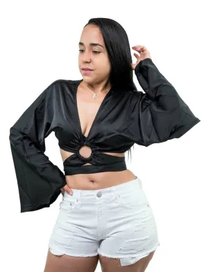 Bell Sleeve O-ring Crop Top 