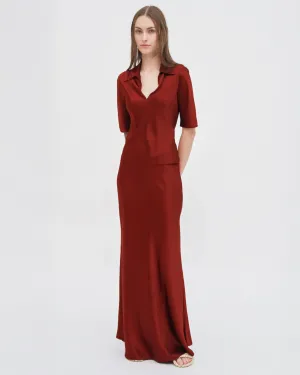 BIAS POLO TOP - SILK SATIN