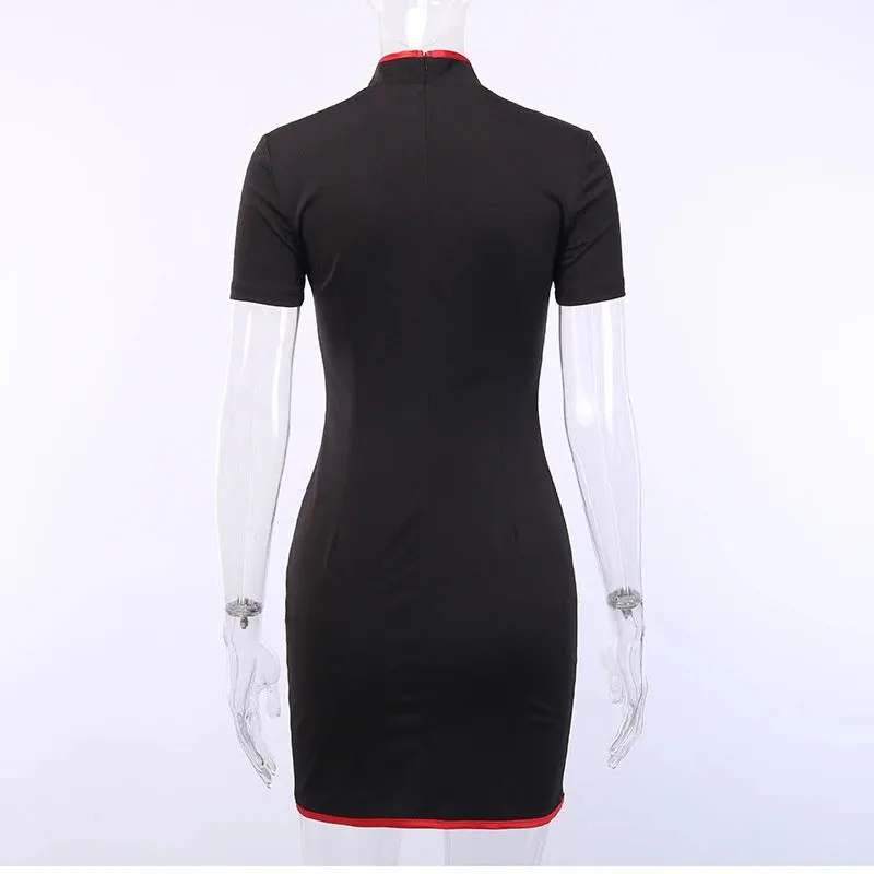 “BLACK EMBROIDERED DRAGON CHEONGSAM" DRESS D051207