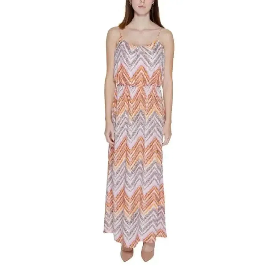 Black Geometric Slip-On Dress with Straps