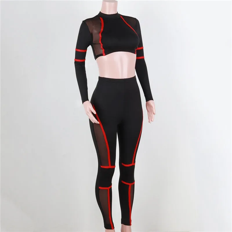 Black Mesh Spliced Set