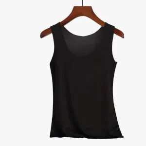 Black satin sleeveless top