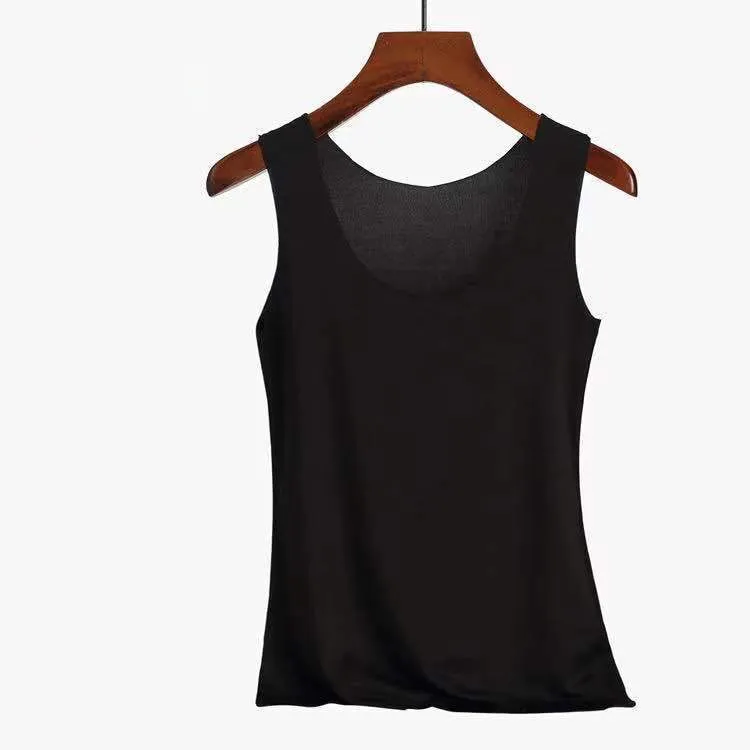 Black satin sleeveless top