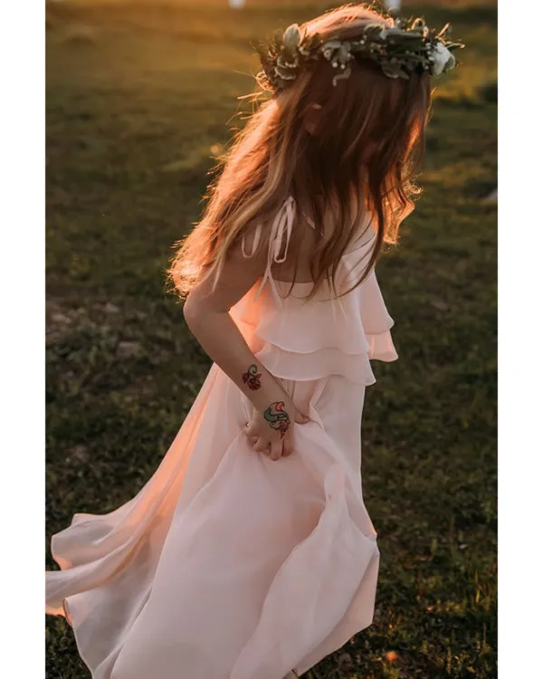 Blush Flower Girls Dresses A-line First Birth Party Gowns