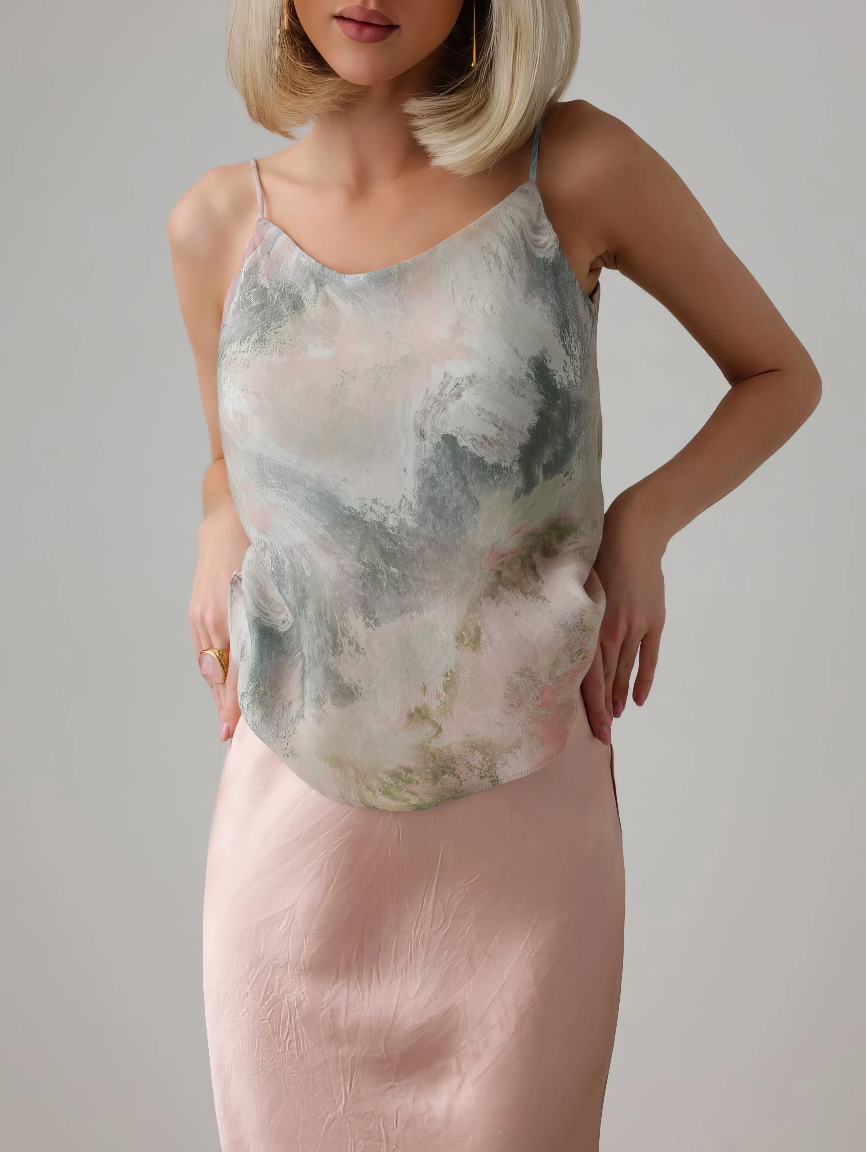 Blush Satin Bias Skirt