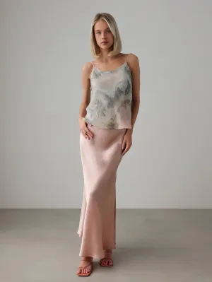 Blush Satin Bias Skirt