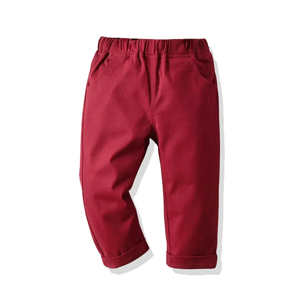 Boys Cotton Casual Cargo Pants - Khaki, Grey, Stone, Green, Orange, Brown, Navy, Bordeaux