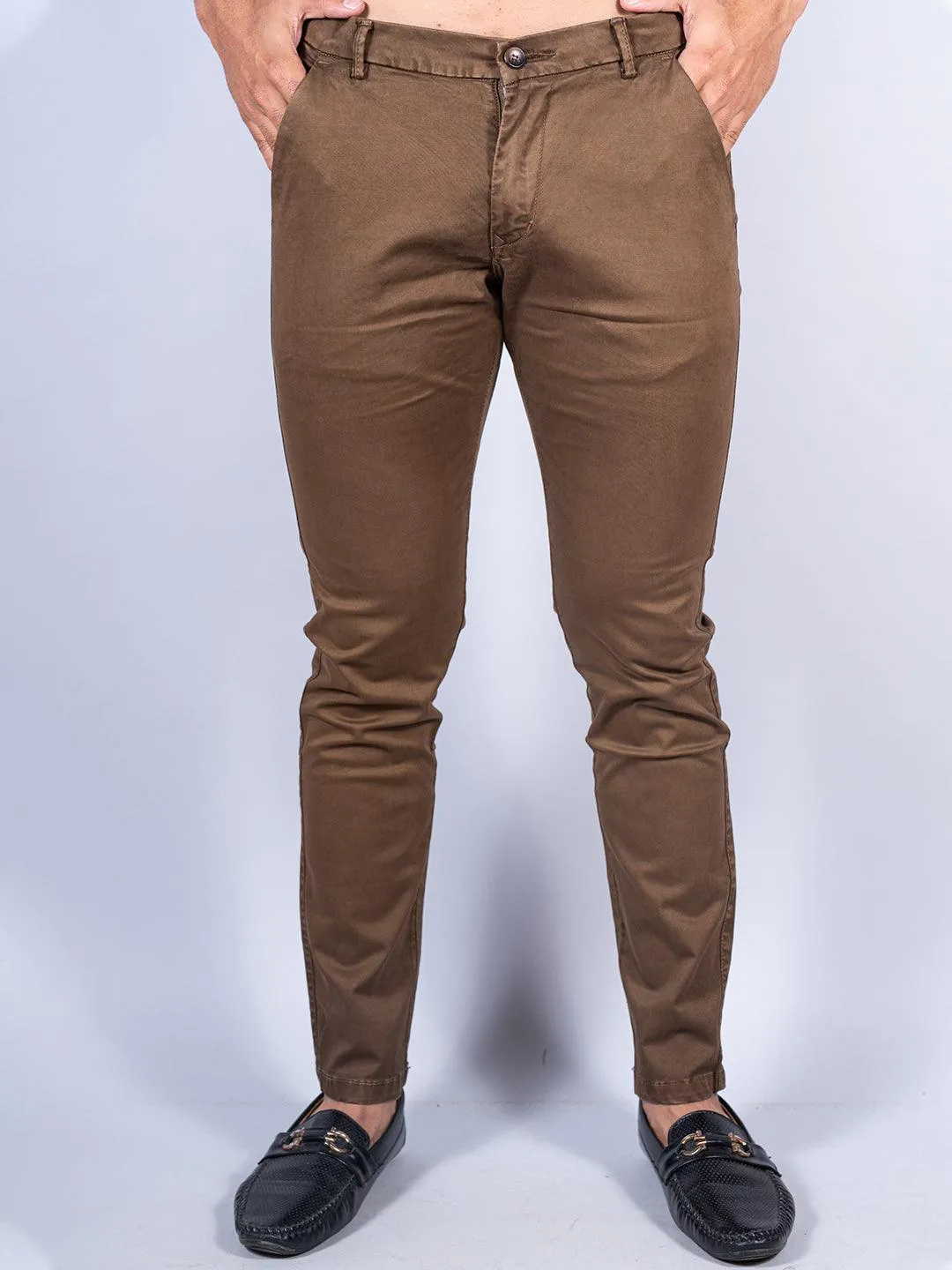 Brown Color Ankle Length Fusion Cotton Pant