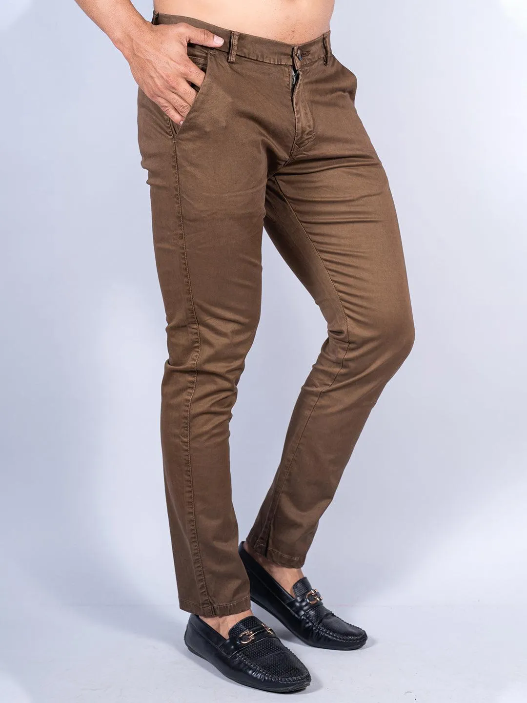 Brown Color Ankle Length Fusion Cotton Pant