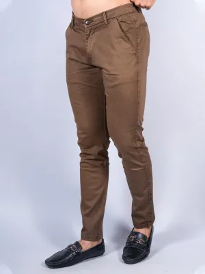 Brown Color Ankle Length Fusion Cotton Pant
