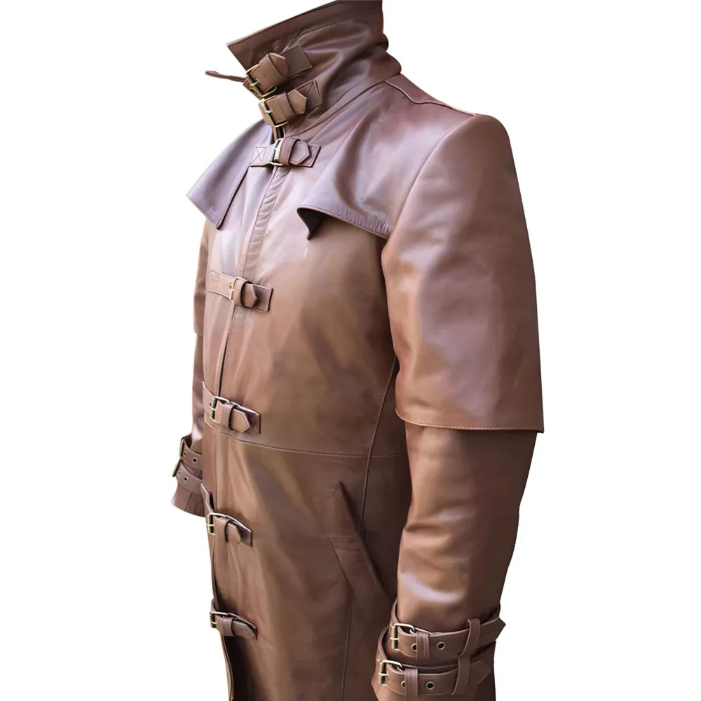 Brown Legacy Van Helsing Gothic Matrix Leather Coat for Men