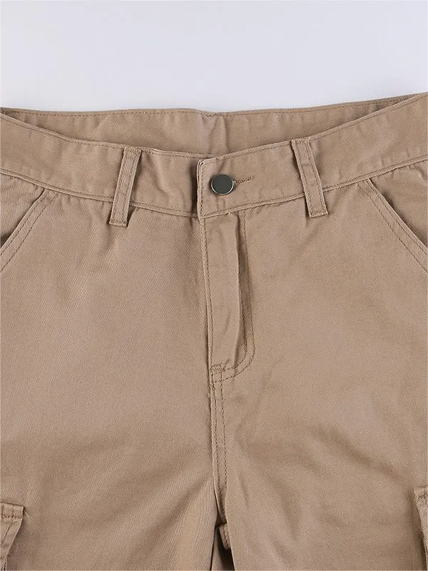 Brown vintage cargo jeans with patch pockets