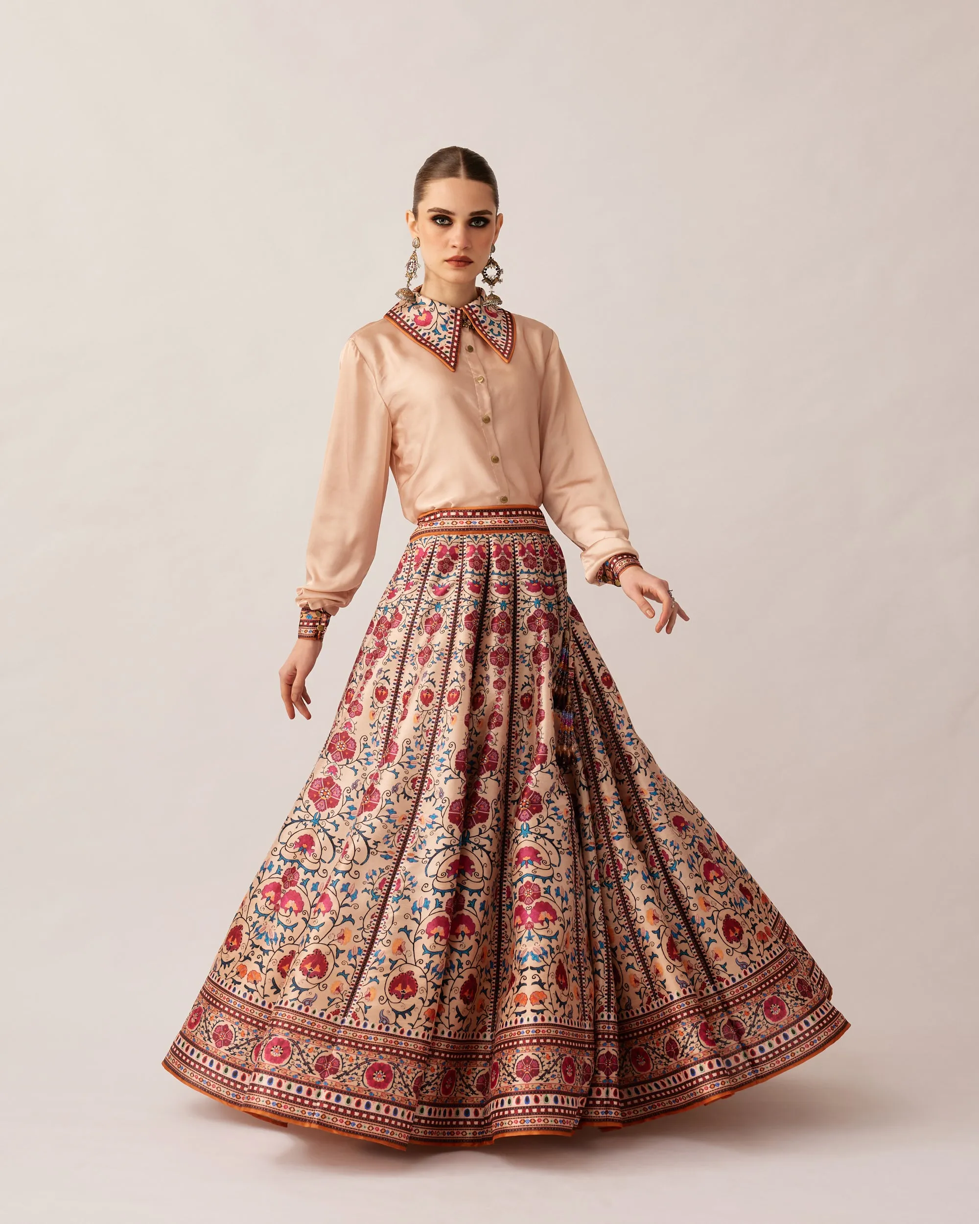 Bukhara Taupe Leela Top & Skirt Set