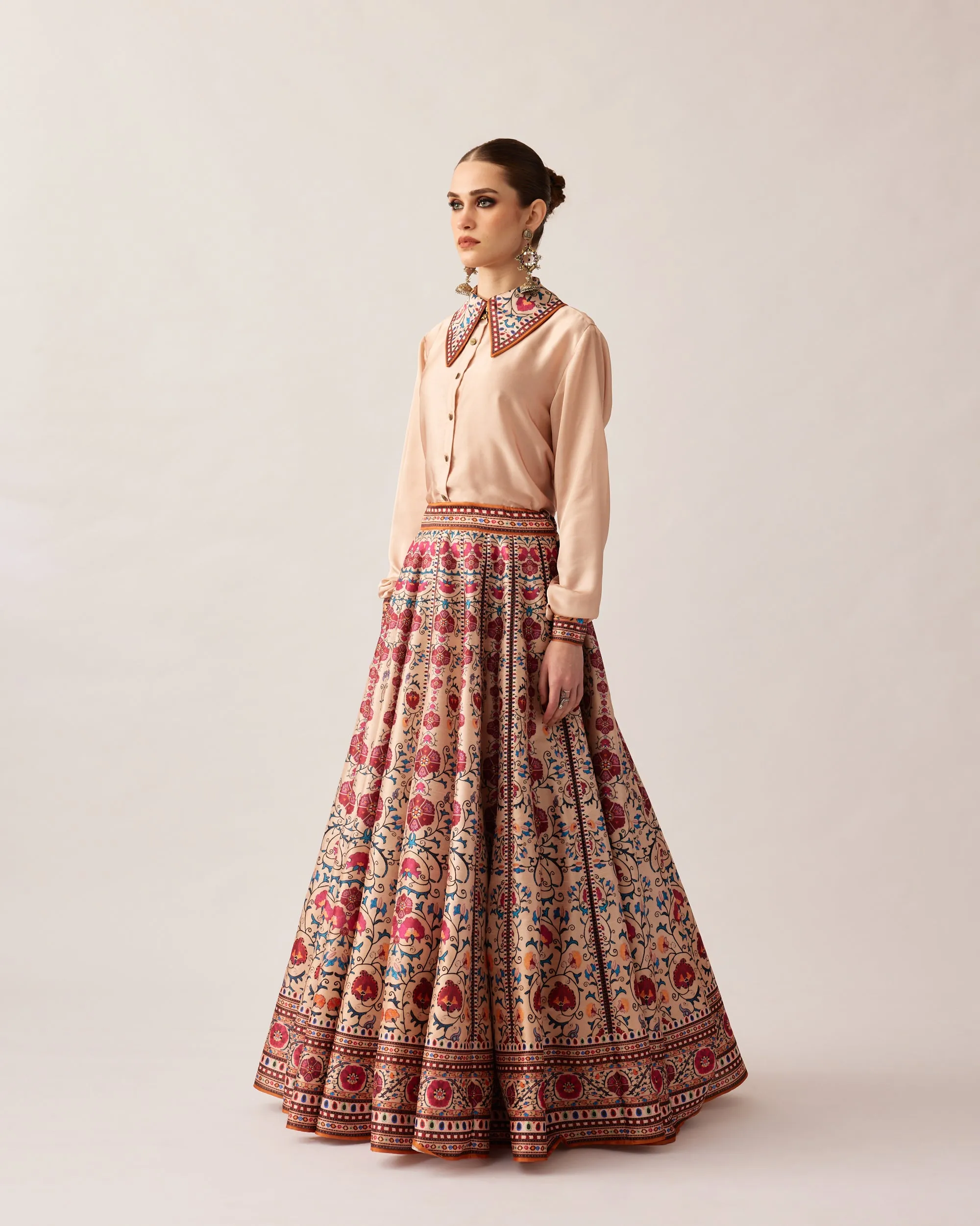 Bukhara Taupe Leela Top & Skirt Set