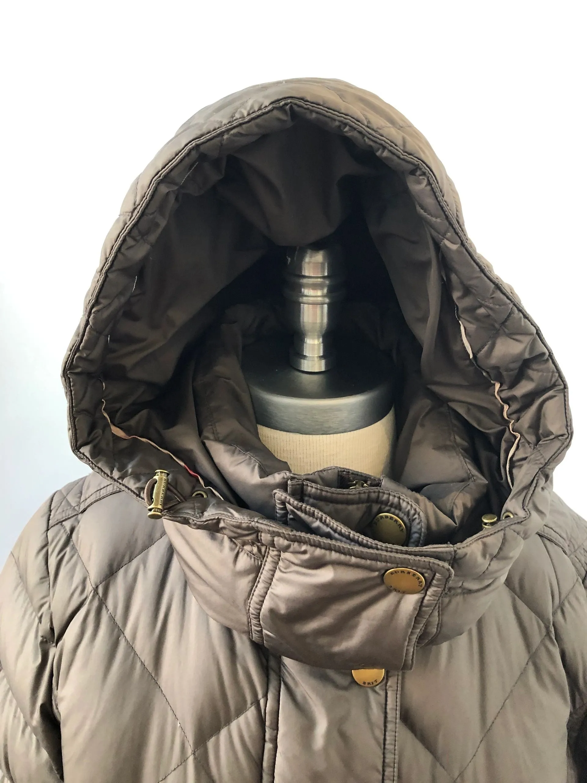 Burberry Brit Hooded Puffer Coat With Belt Size M