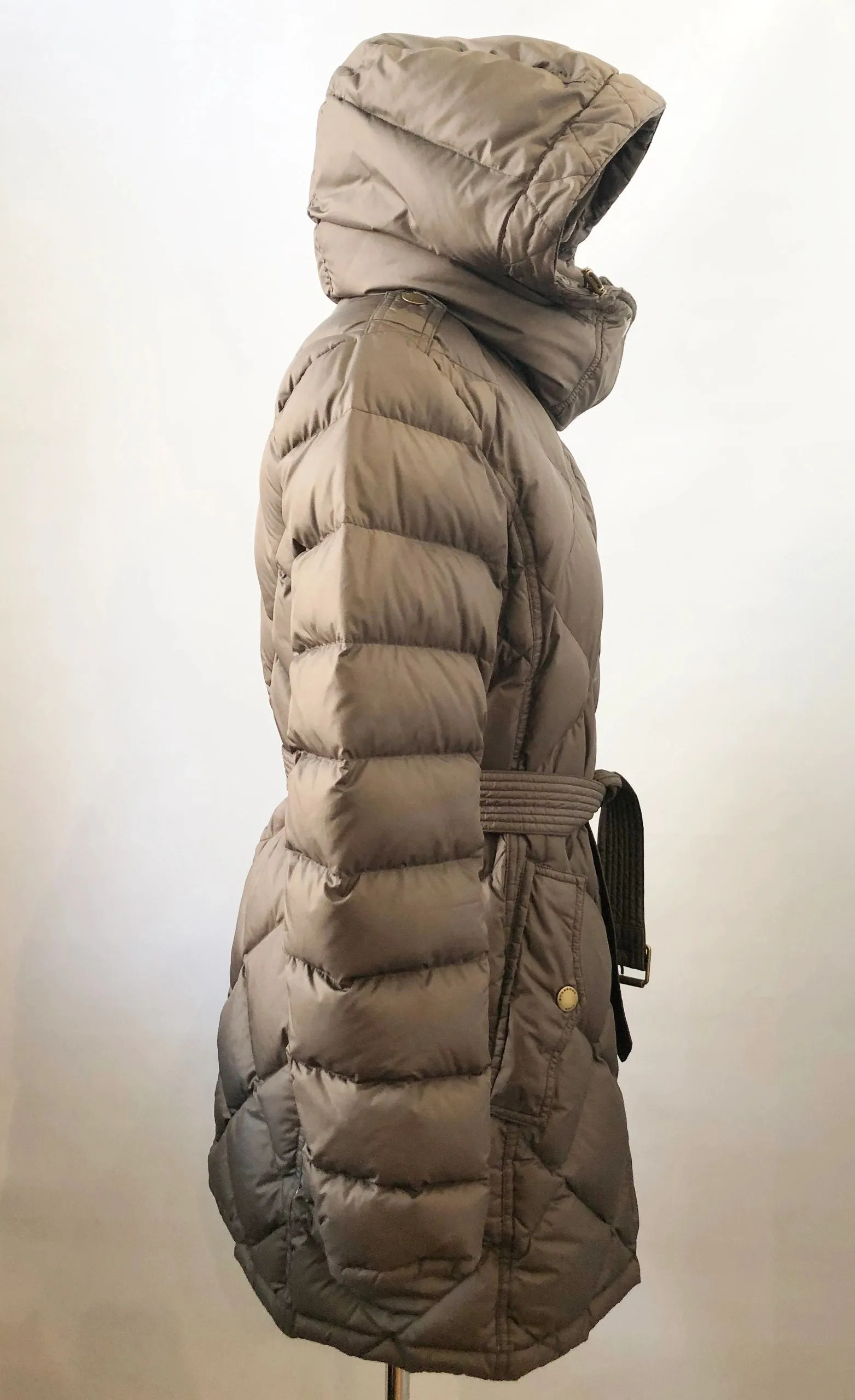 Burberry Brit Hooded Puffer Coat With Belt Size M