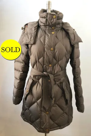 Burberry Brit Hooded Puffer Coat With Belt Size M