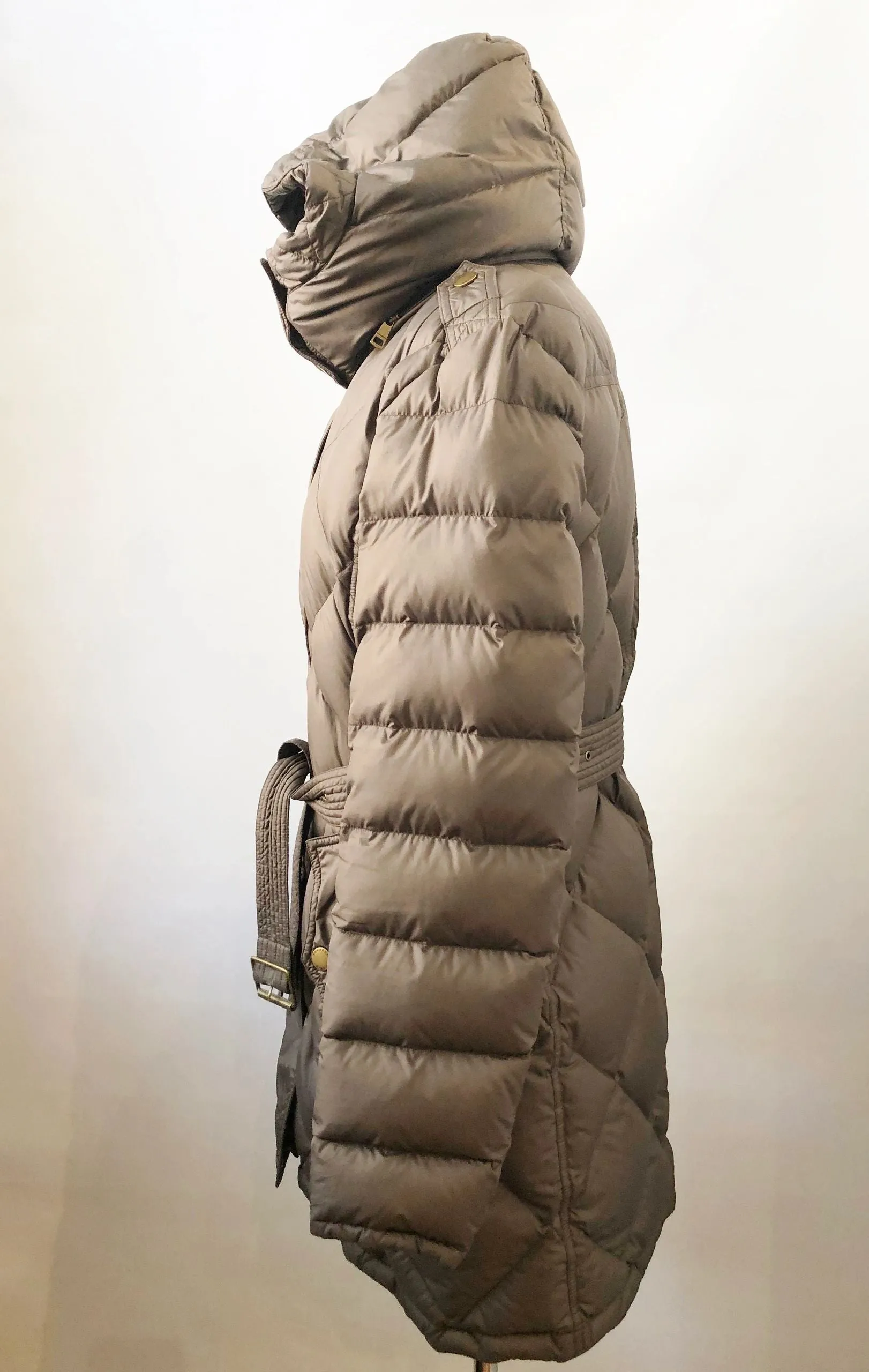 Burberry Brit Hooded Puffer Coat With Belt Size M