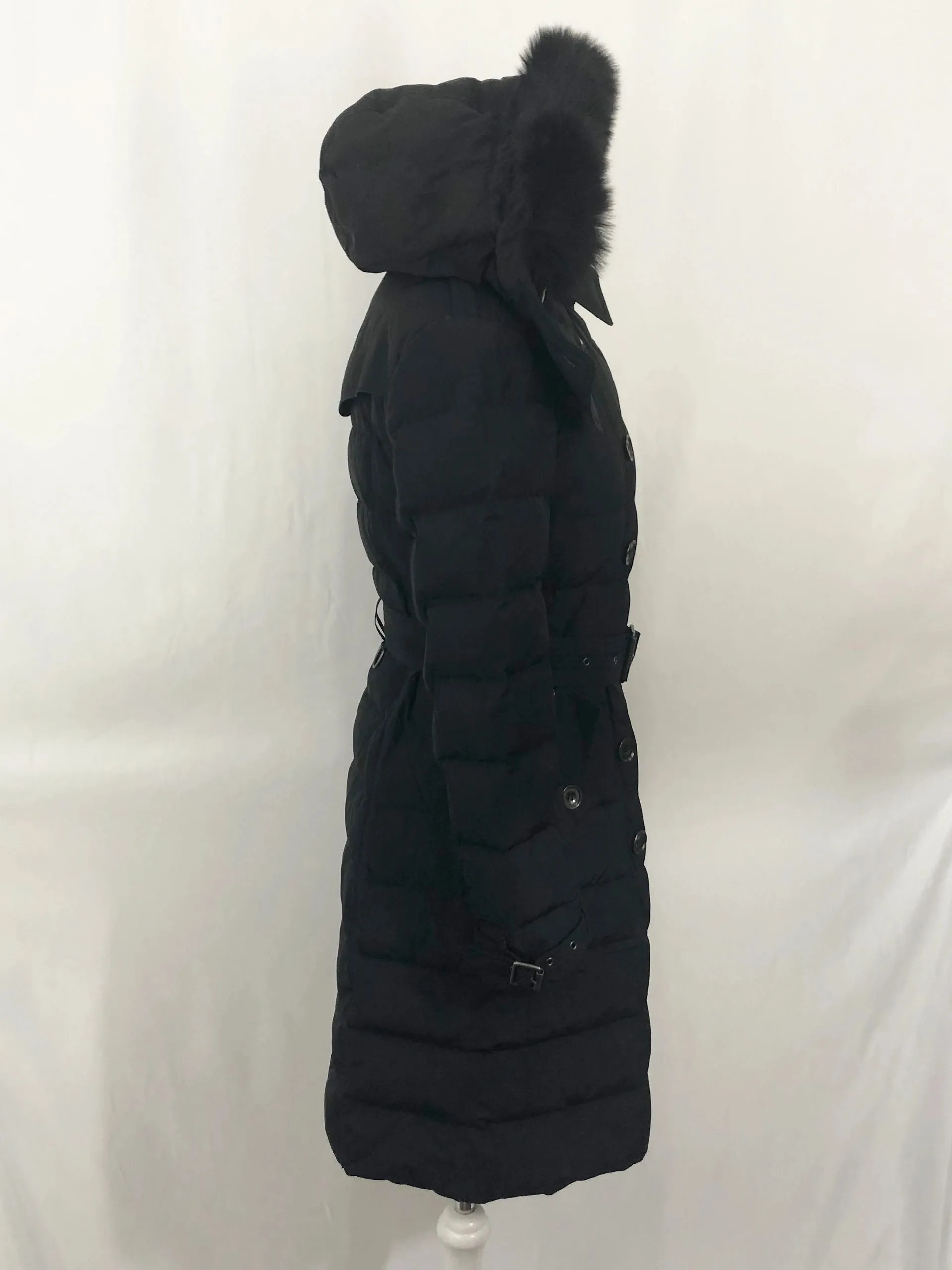 Burberry Brit Parka Coat With Fox Trim Size S