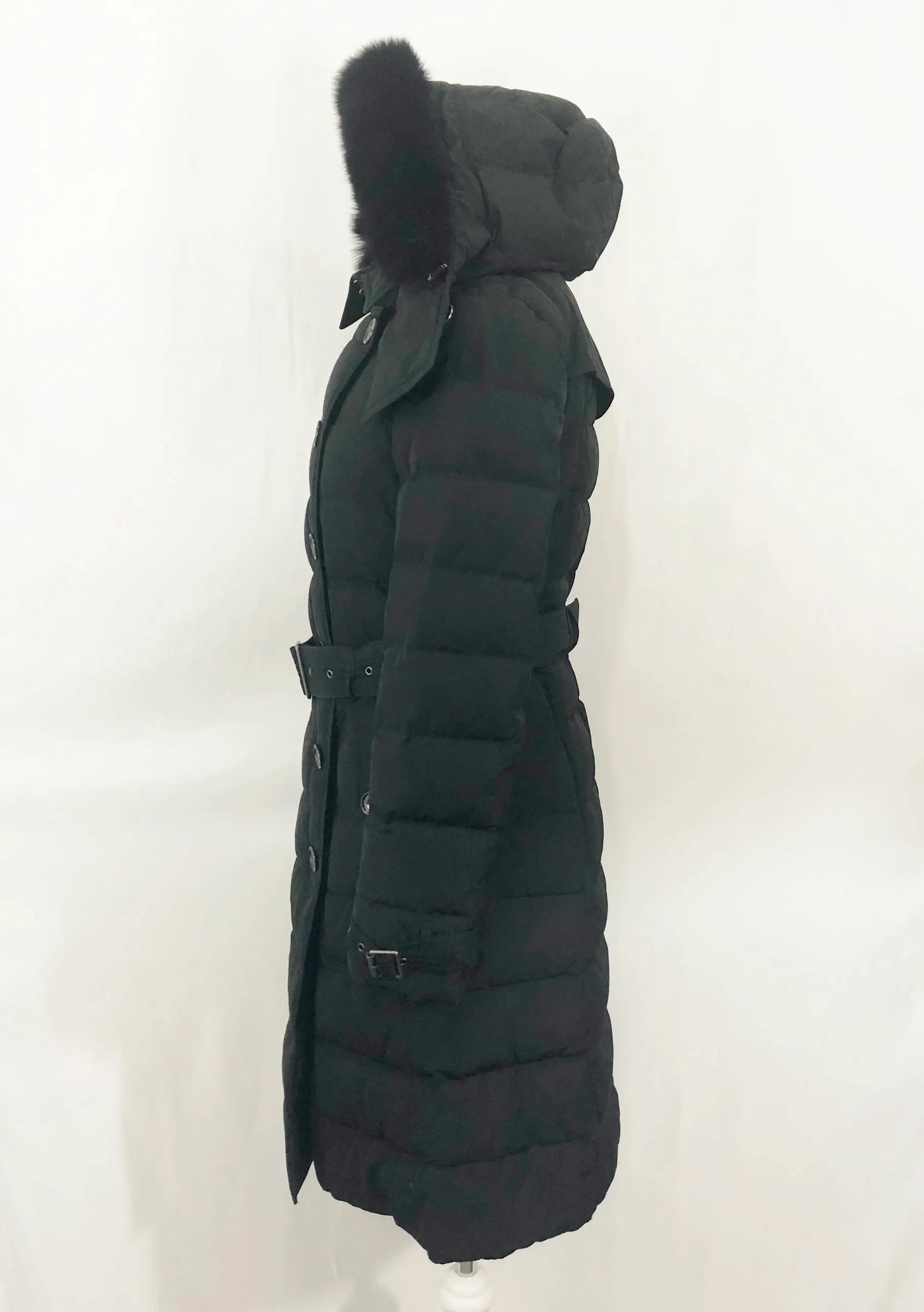 Burberry Brit Parka Coat With Fox Trim Size S