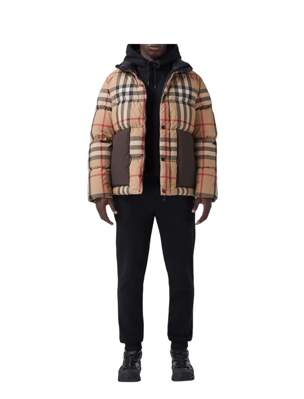 BURBERRY KILHAM CHECK NYLON PUFFER JACKET - ARCHIVE BEIGE