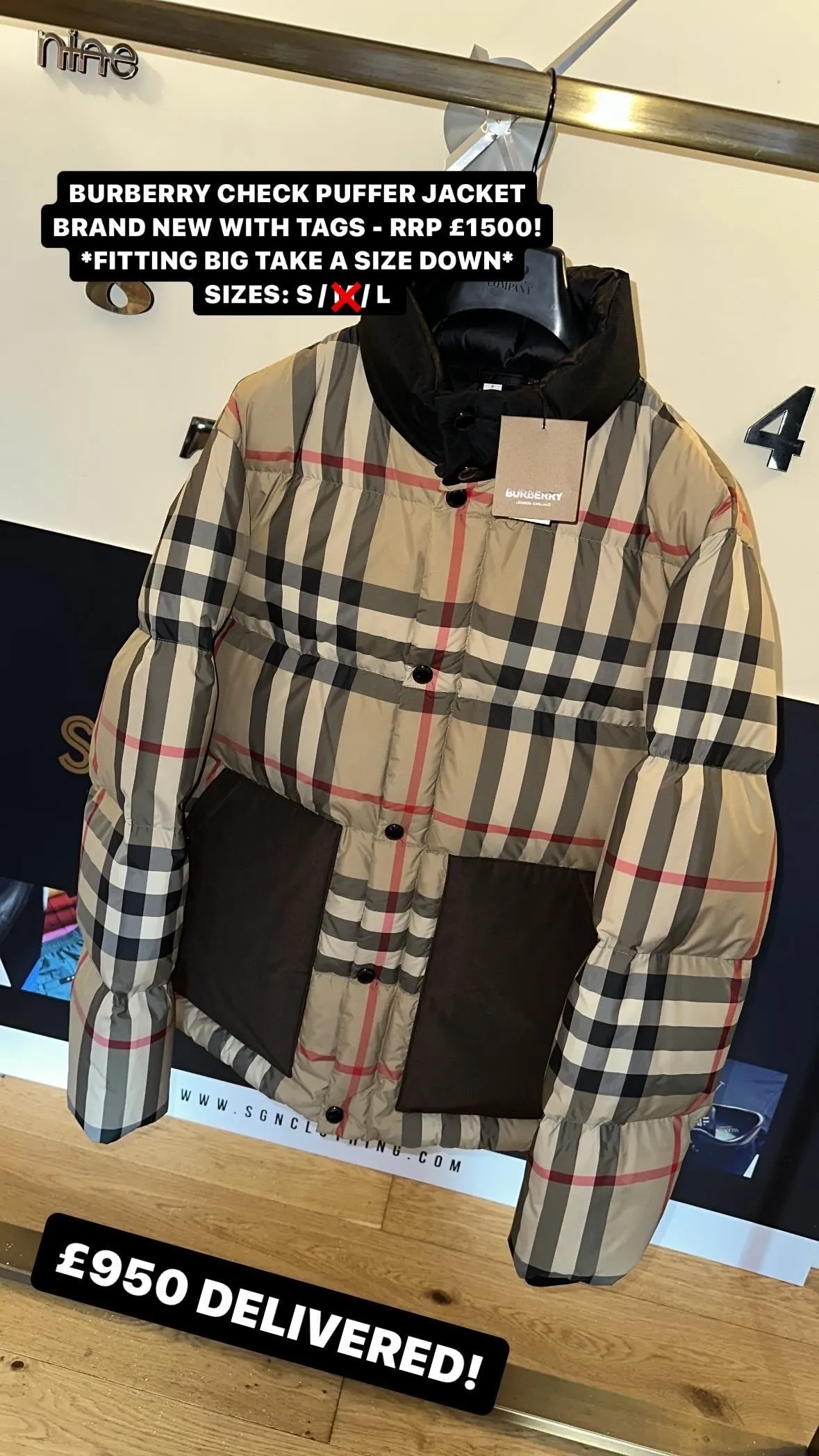 BURBERRY KILHAM CHECK NYLON PUFFER JACKET - ARCHIVE BEIGE