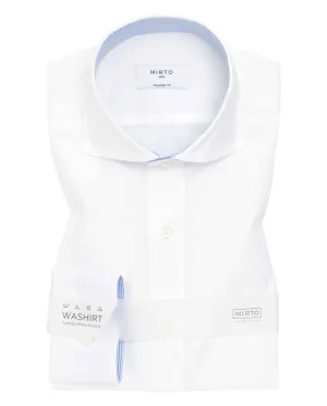 Camisa casual lisa semi-entallada blanco