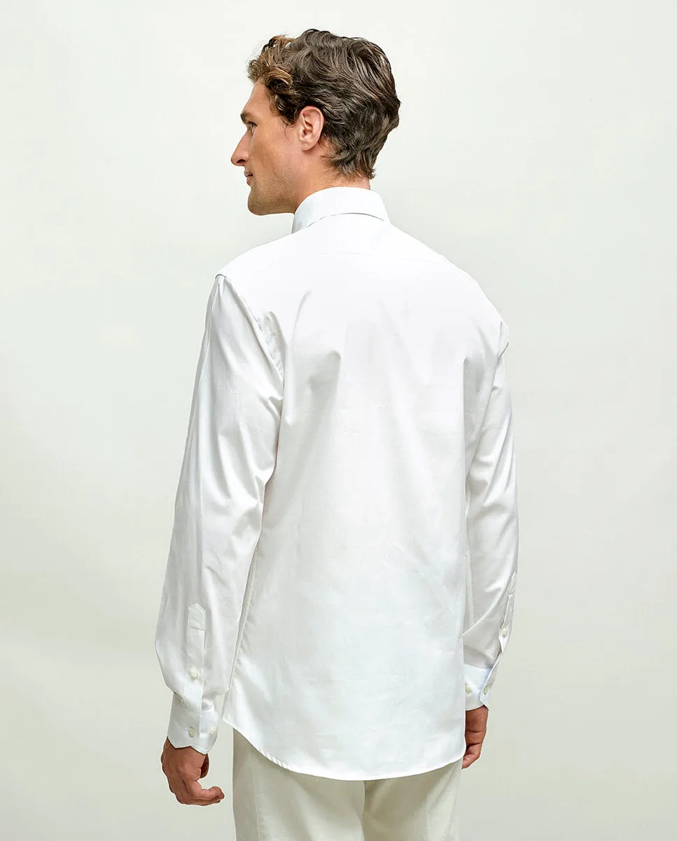 Camisa casual lisa semi-entallada blanco
