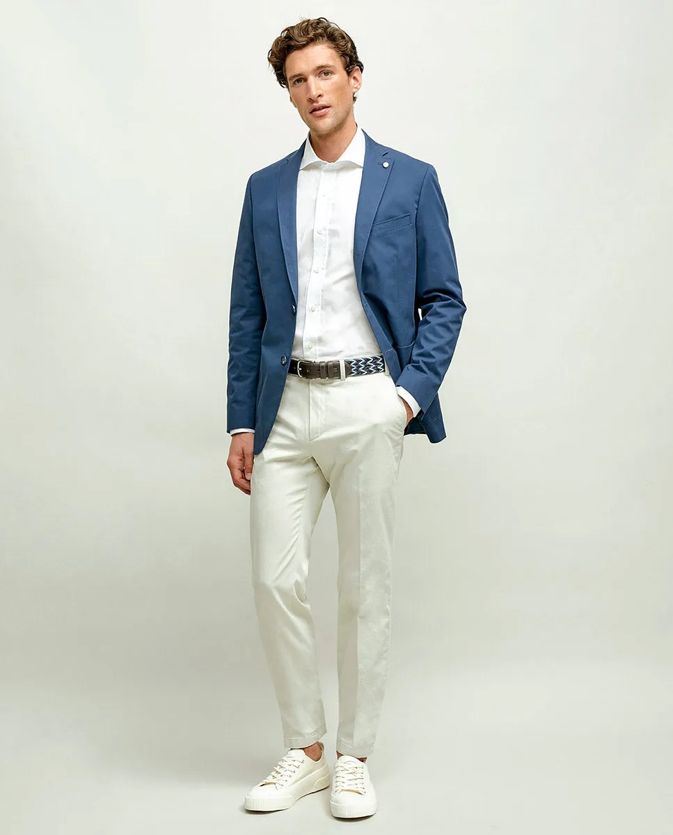 Camisa casual lisa semi-entallada blanco